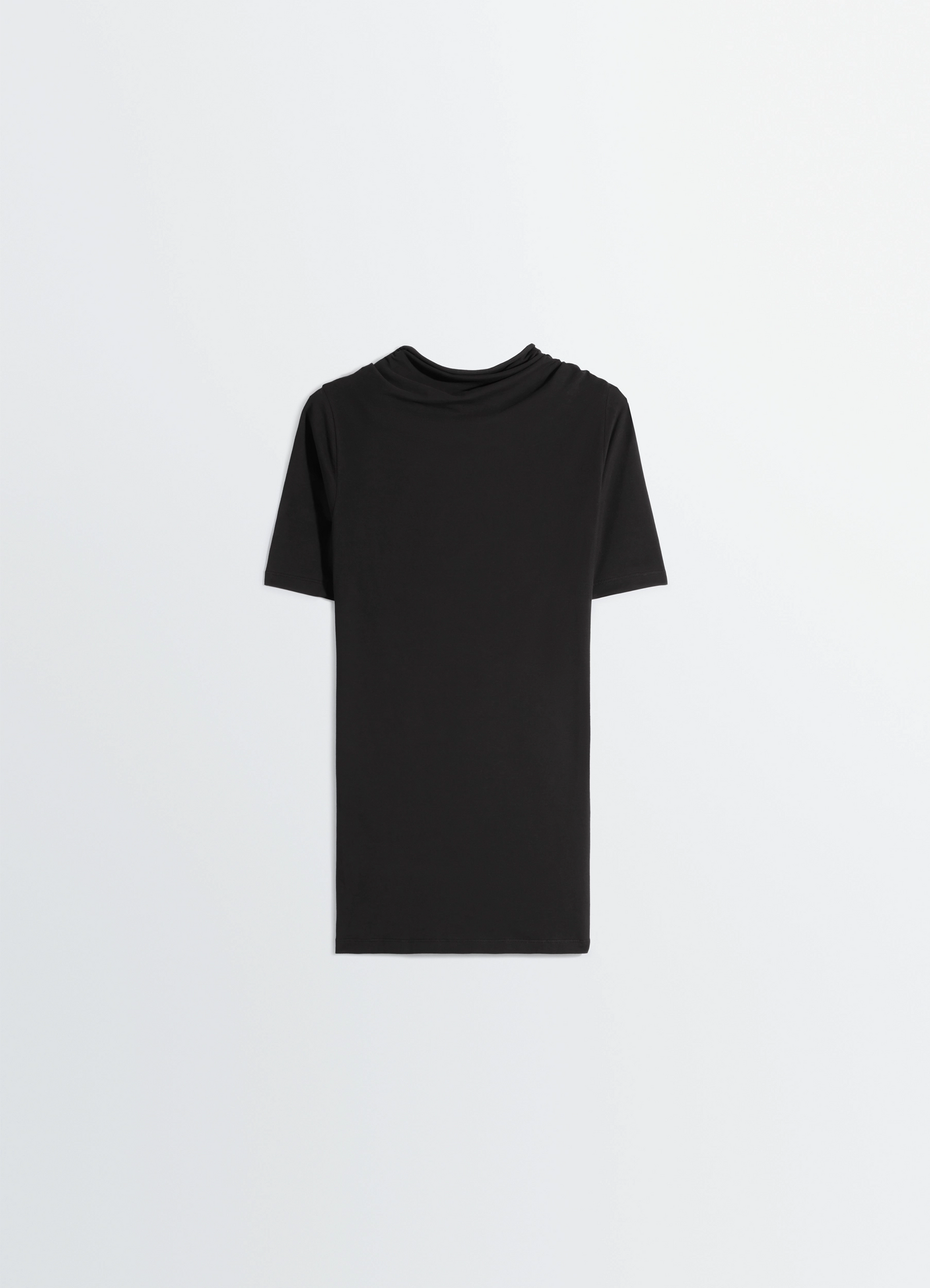 SHORT SLEEVE TWISTED TOP IN JERSEY - Black - Cotton Crepe Jersey