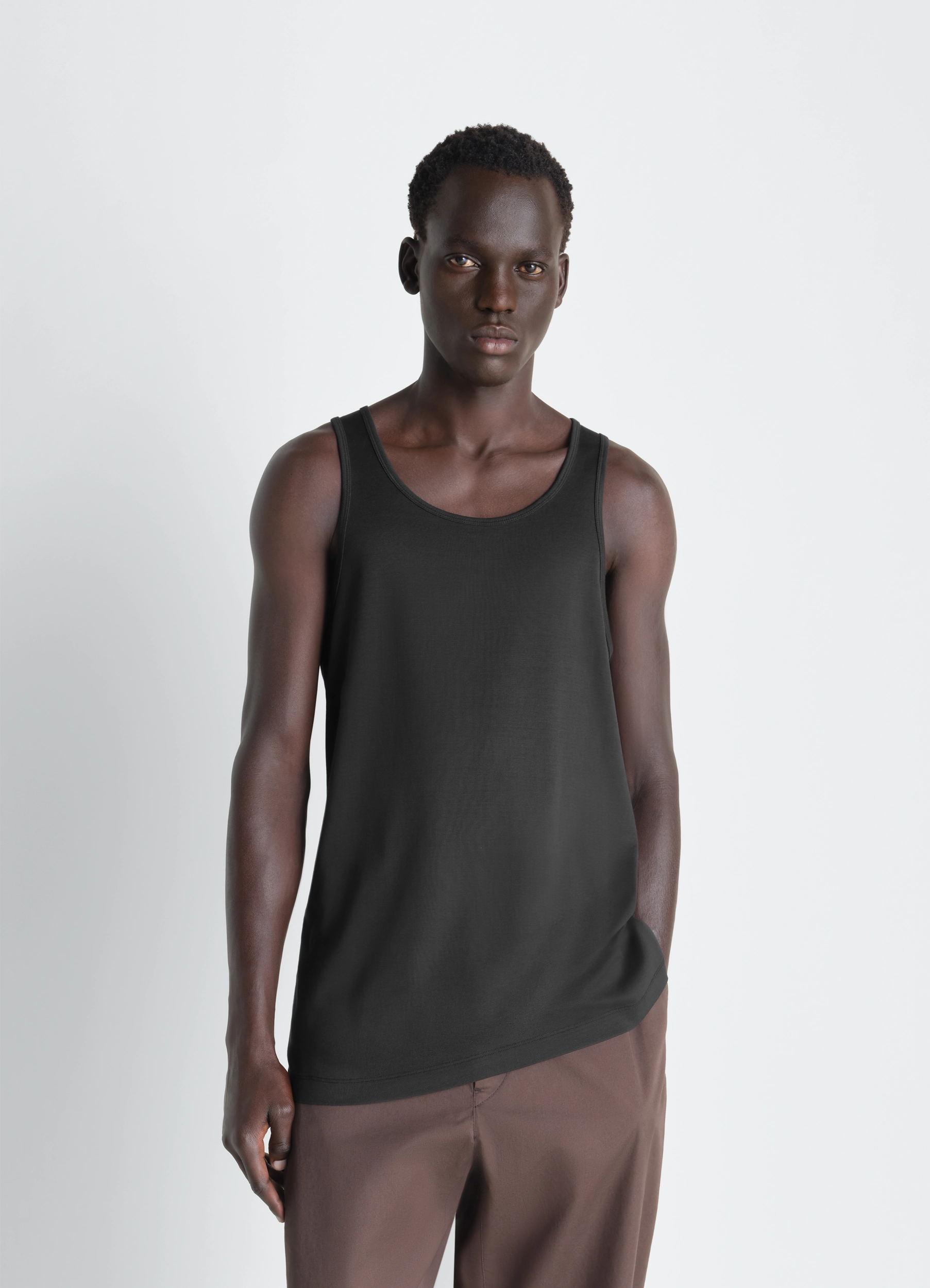 TANK TOP IN JERSEY - Squid Ink - Rib Jersey - Men | LEMAIRE TANK TOP IN JERSEY - Squid Ink - Rib Jersey - Men | LEMAIRE