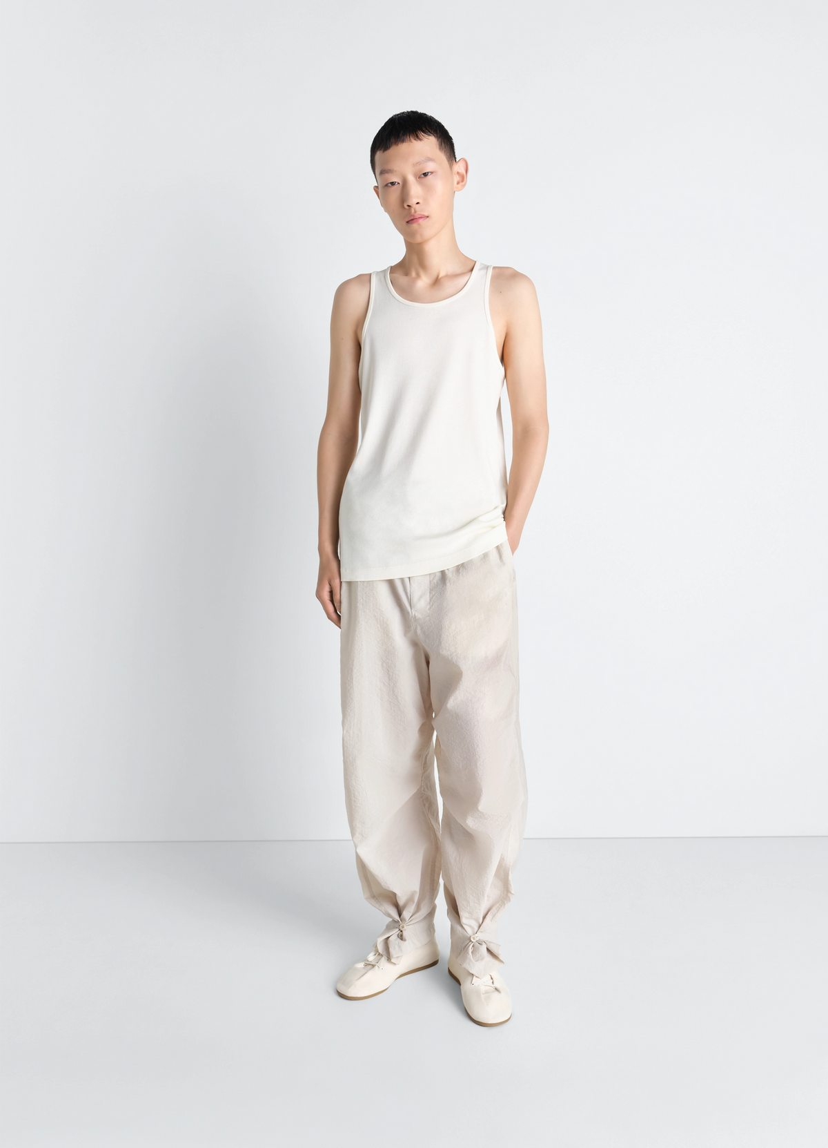 TANK TOP IN JERSEY - Light Cream - Rib Jersey - Men | LEMAIRE