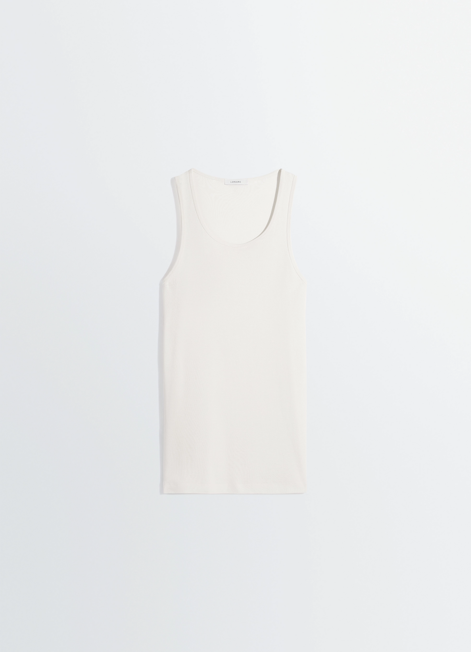 Lemaire tank top in mid-weight cotton jersey, product shot, side view sleeveless minimal design