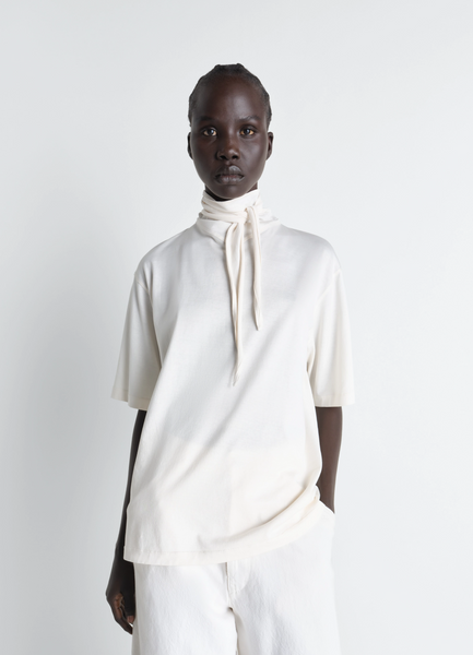 T-SHIRT WITH FOULARD IN JERSEY - Light Cream - Mercerised Jersey