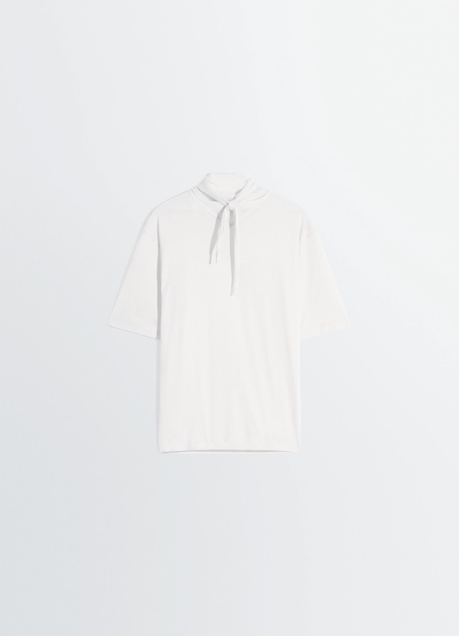 Lemaire t-shirt with foulard in light mercerised cotton jersey, product shot, back view simple straight cut