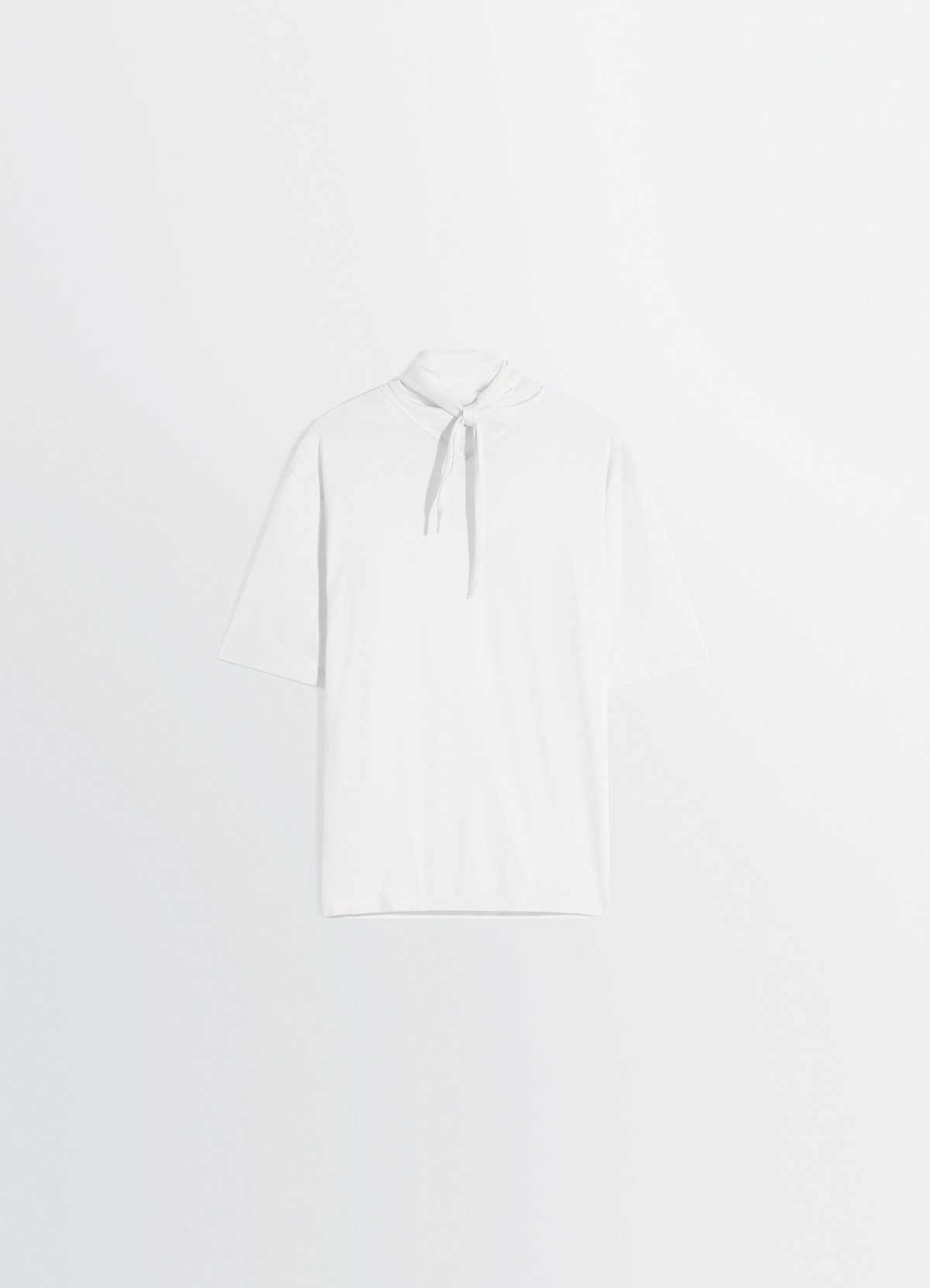 T-SHIRT WITH FOULARD IN JERSEY - Light Cream - Mercerised Jersey