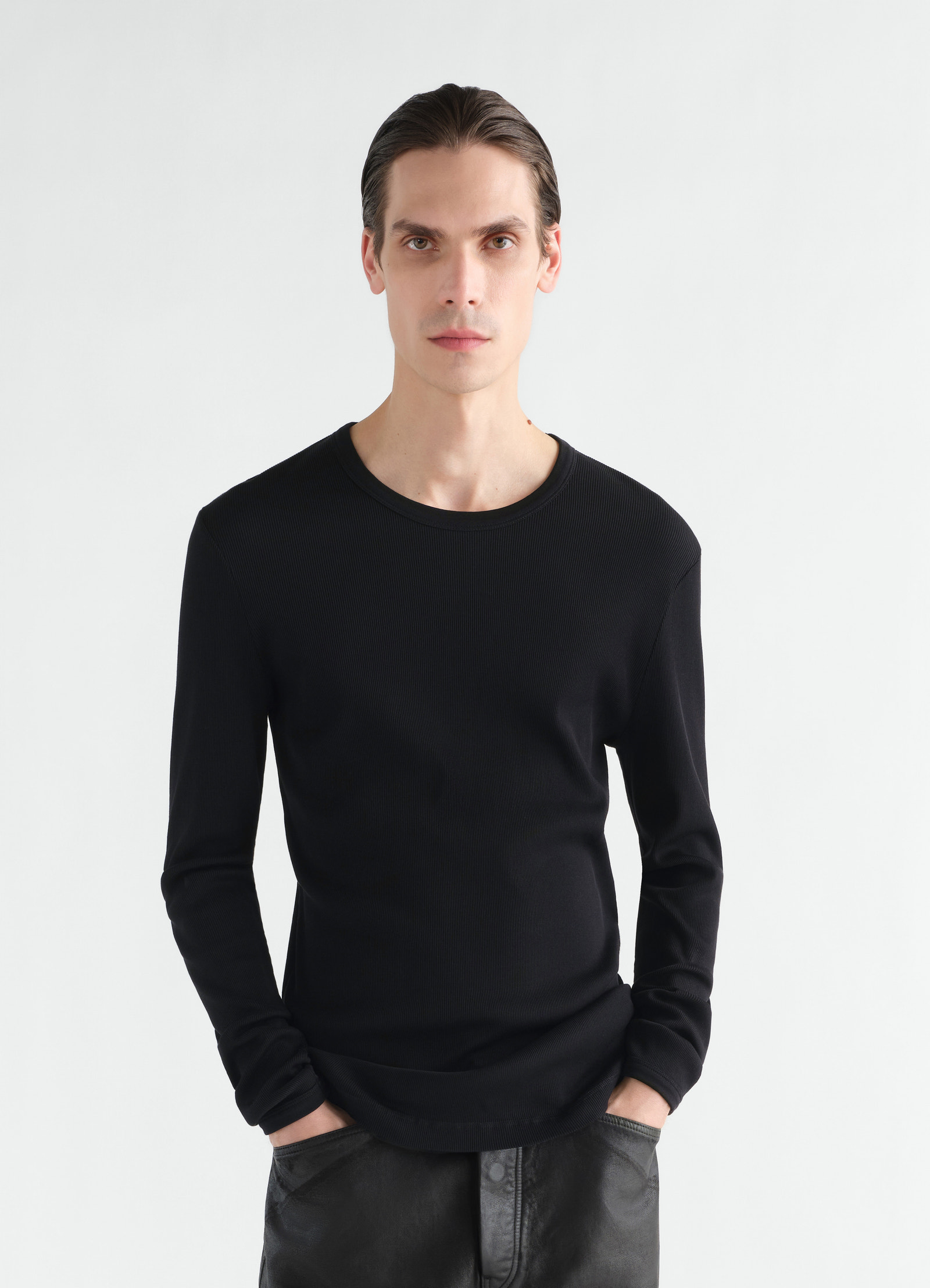 Long-sleeve top in ribbed jersey