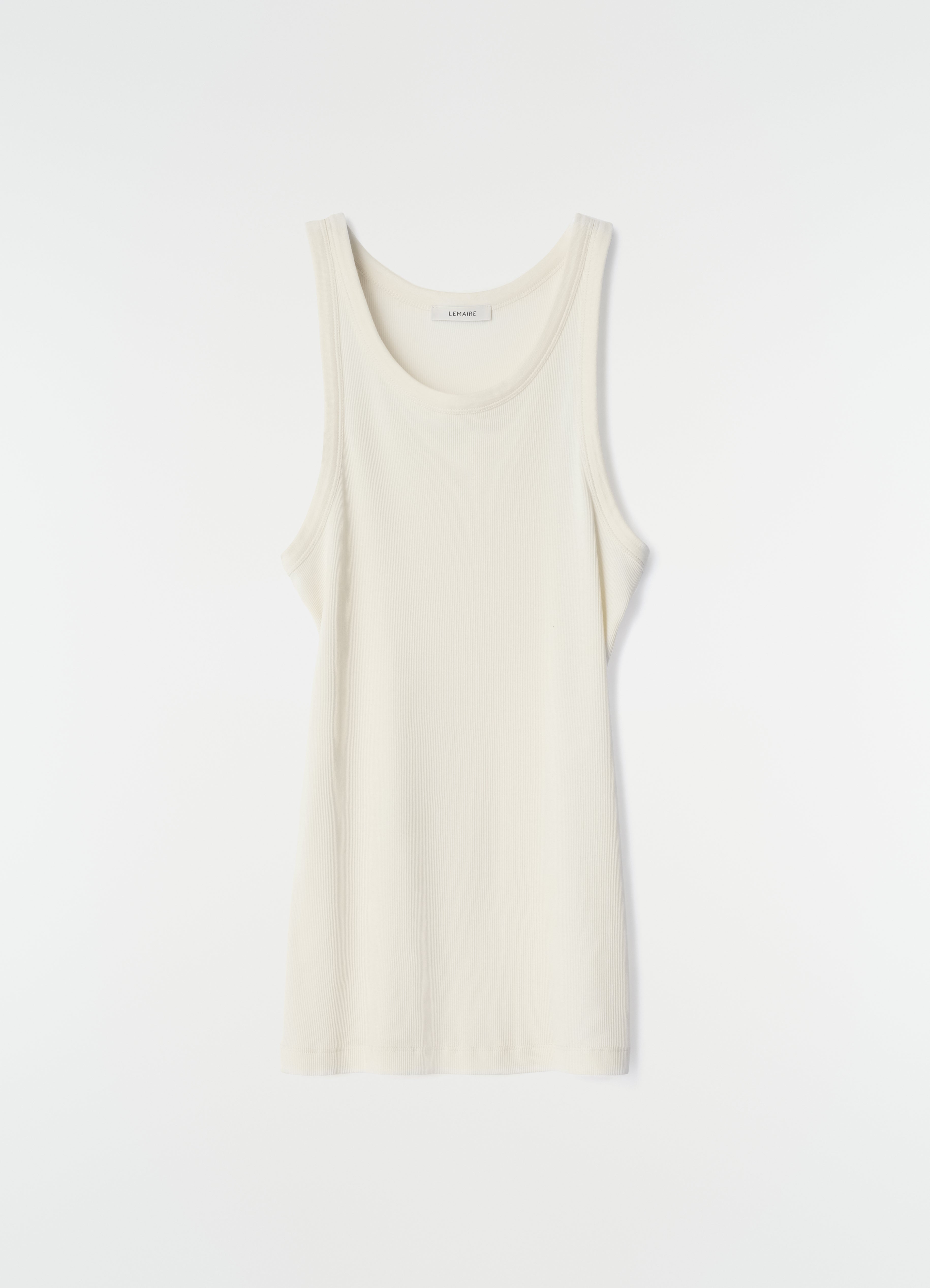 RIBBED TANK TOP IN LARGE RIB JERSEY - Light Cream - Large Rib