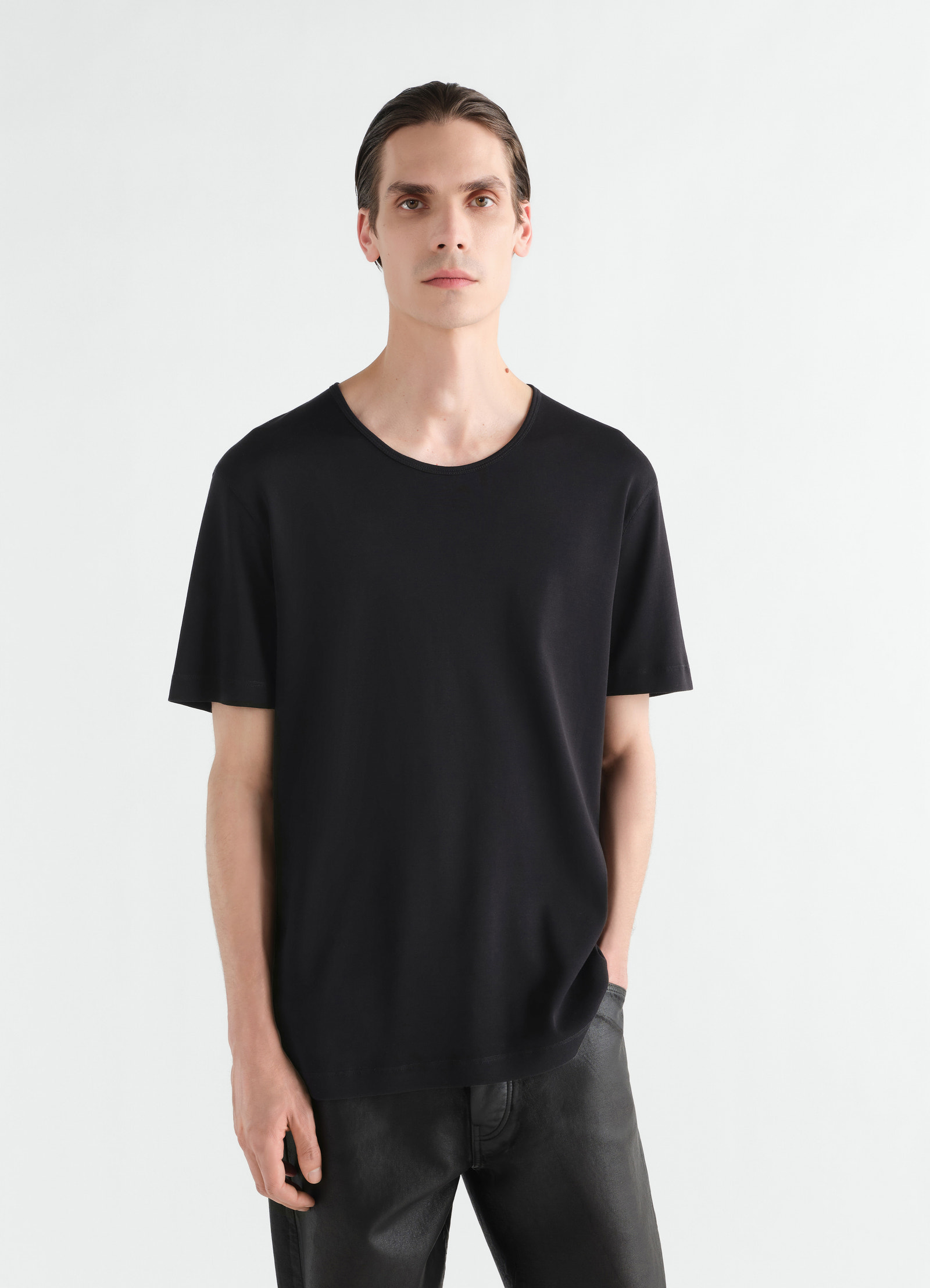 Scoop-neck t-shirt in ribbed jersey