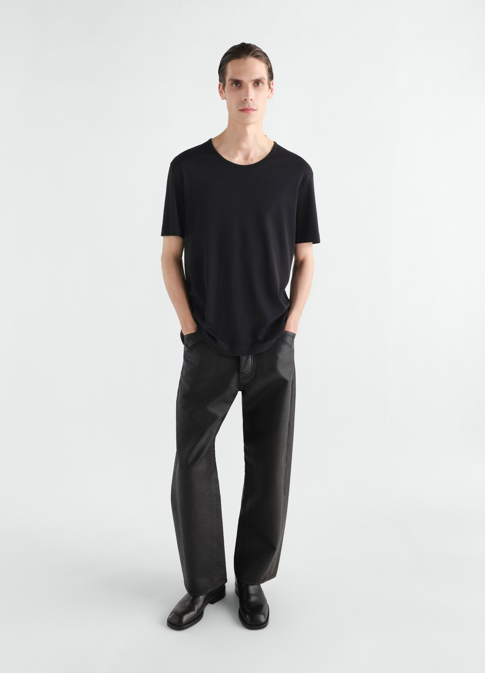 Scoop-neck t-shirt in ribbed jersey