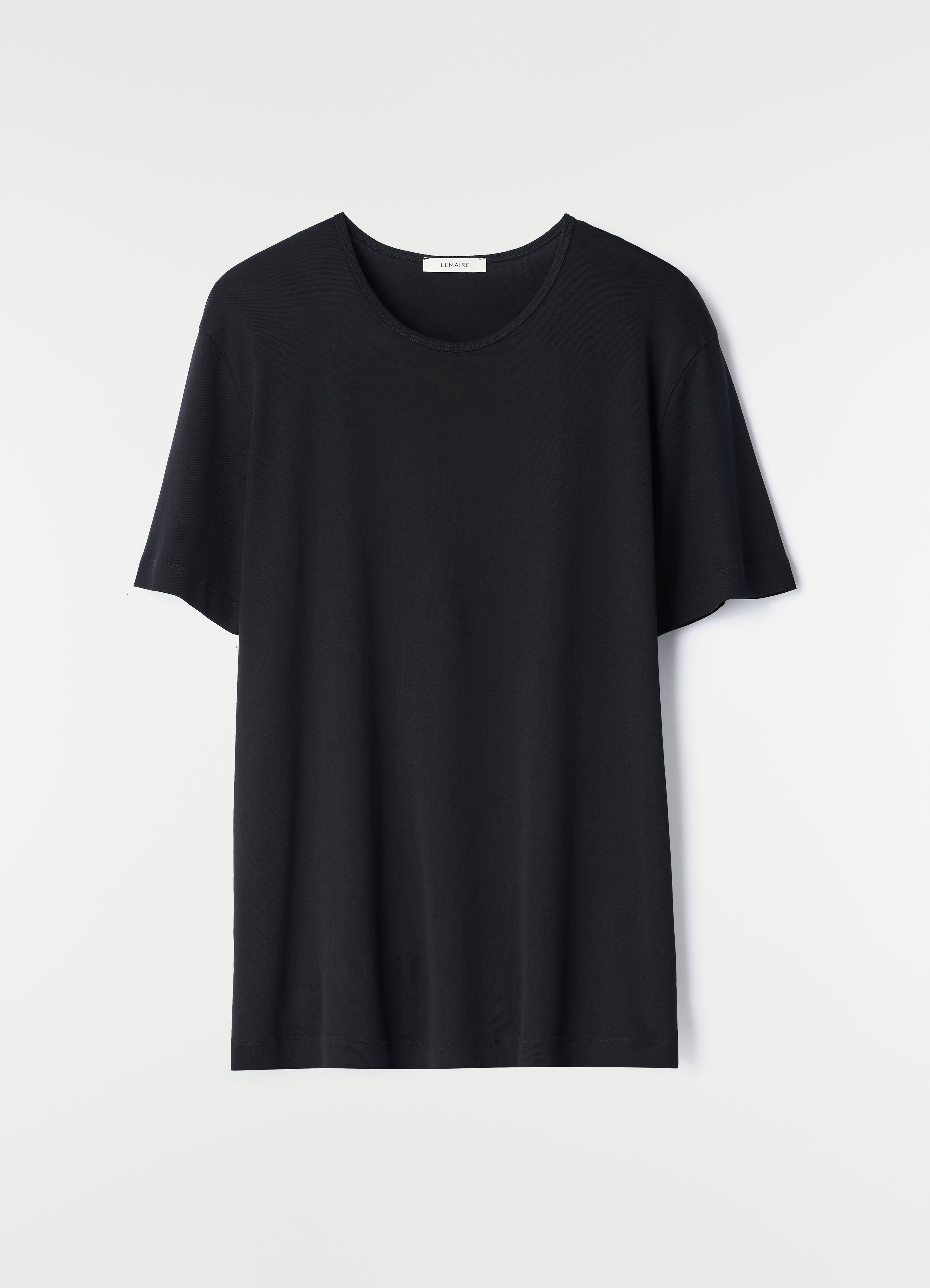 SCOOP-NECK T-SHIRT IN RIBBED JERSEY - Black - Ribbed jersey - Men