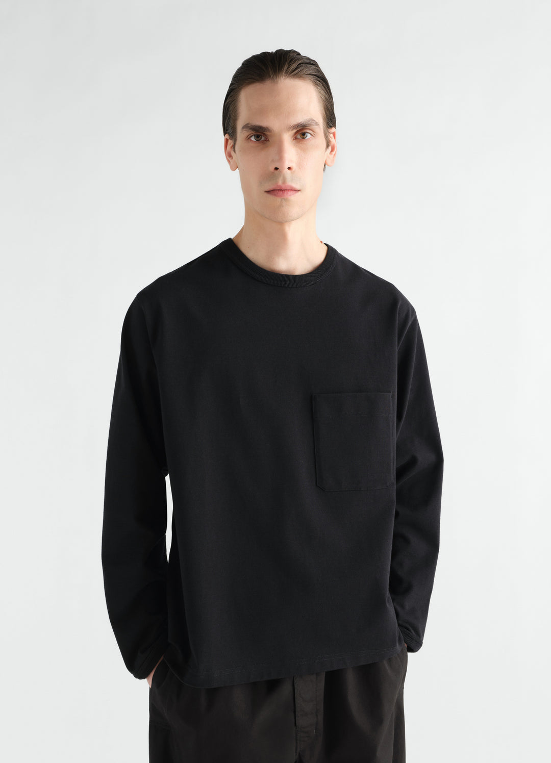 LONG-SLEEVE BOXY T-SHIRT IN COMPACT COTTON JERSEY