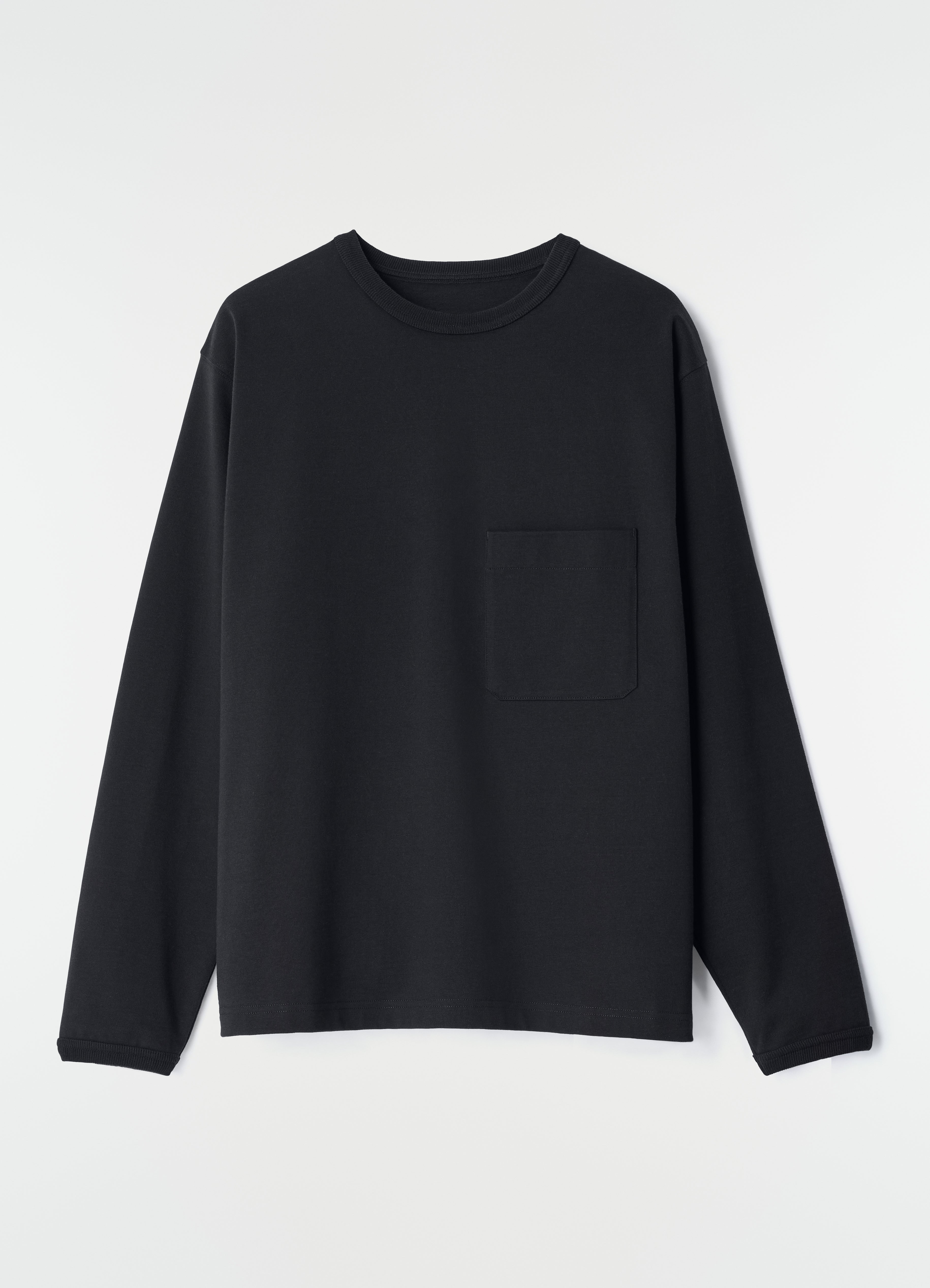 Lemaire シャツカットソー BOXY LONG SLEEVE TEE IN COMPACT COTTON JERSEY - Black - Compact