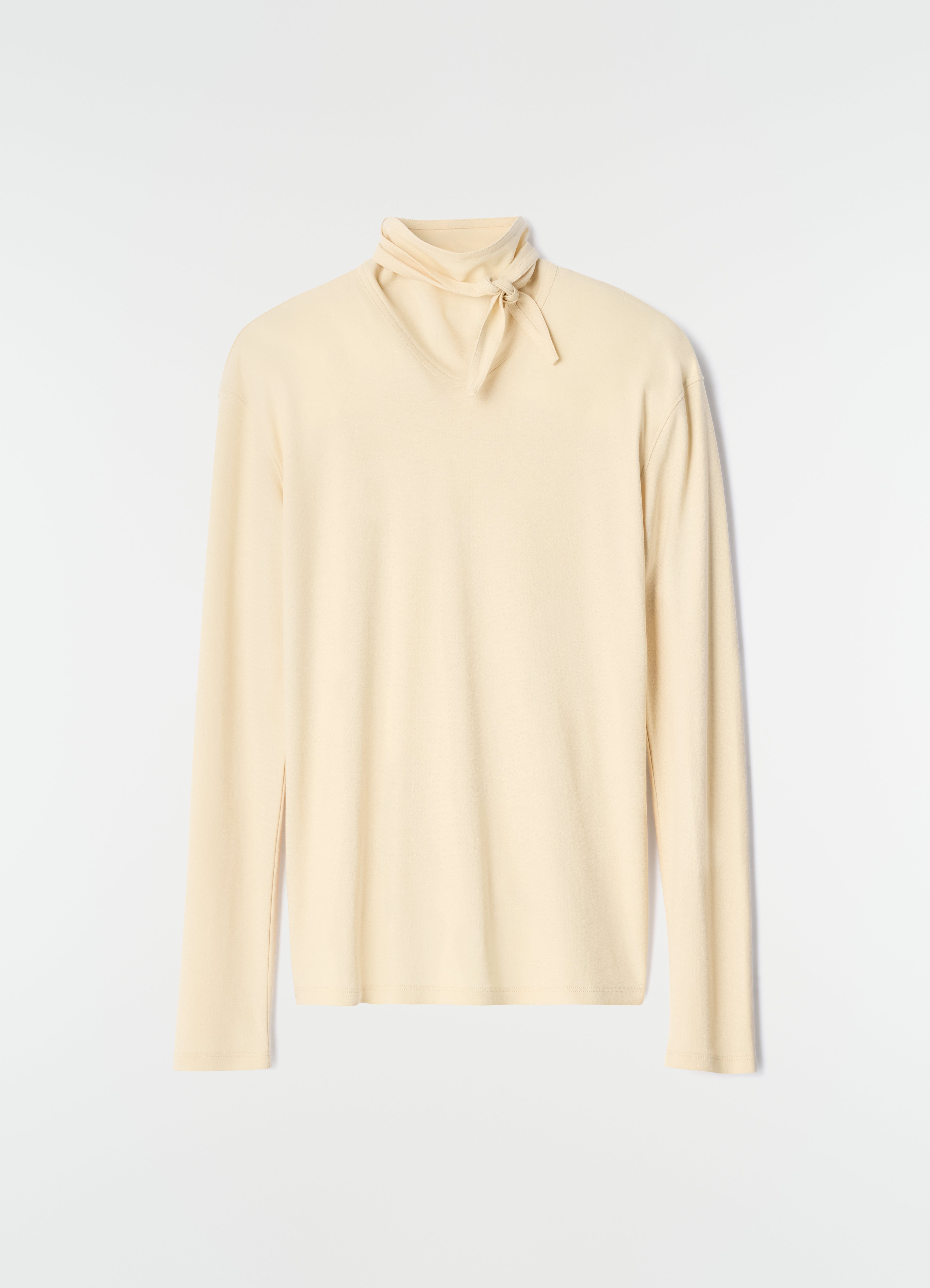 LONG-SLEEVE SCARF TOP IN SILKY JERSEY CREPE - Quinoa - Silky