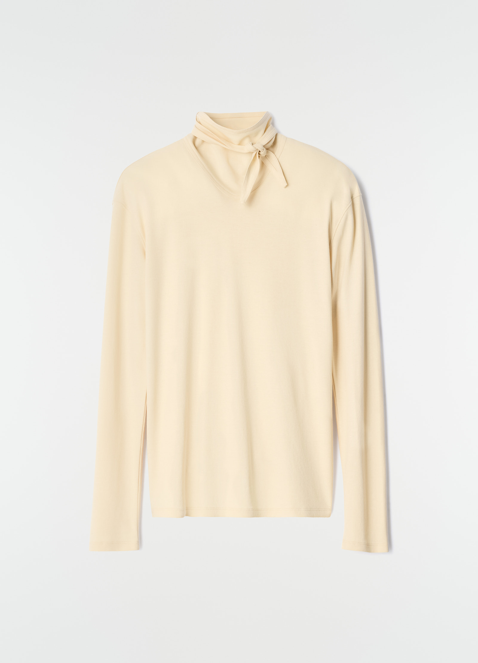 Long-sleeve scarf top in silky jersey crepe