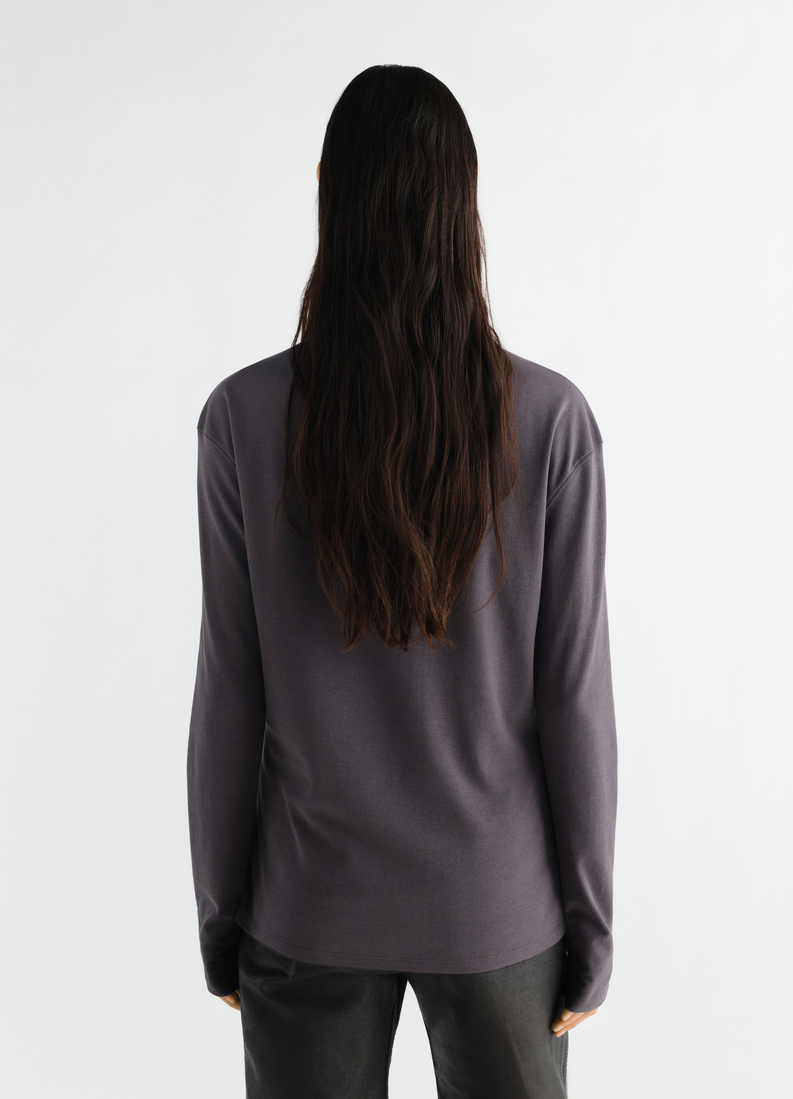 Long-sleeve scarf top in silky jersey crepe