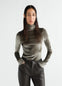 FITTED STAND-COLLAR TOP IN VELVET JERSEY