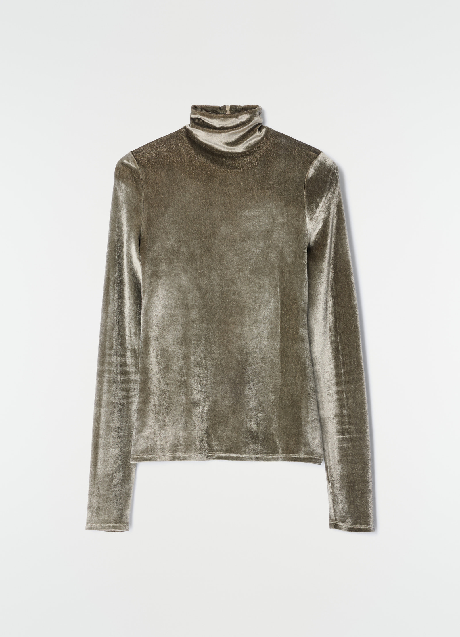 Fitted stand-collar top in velvet jersey