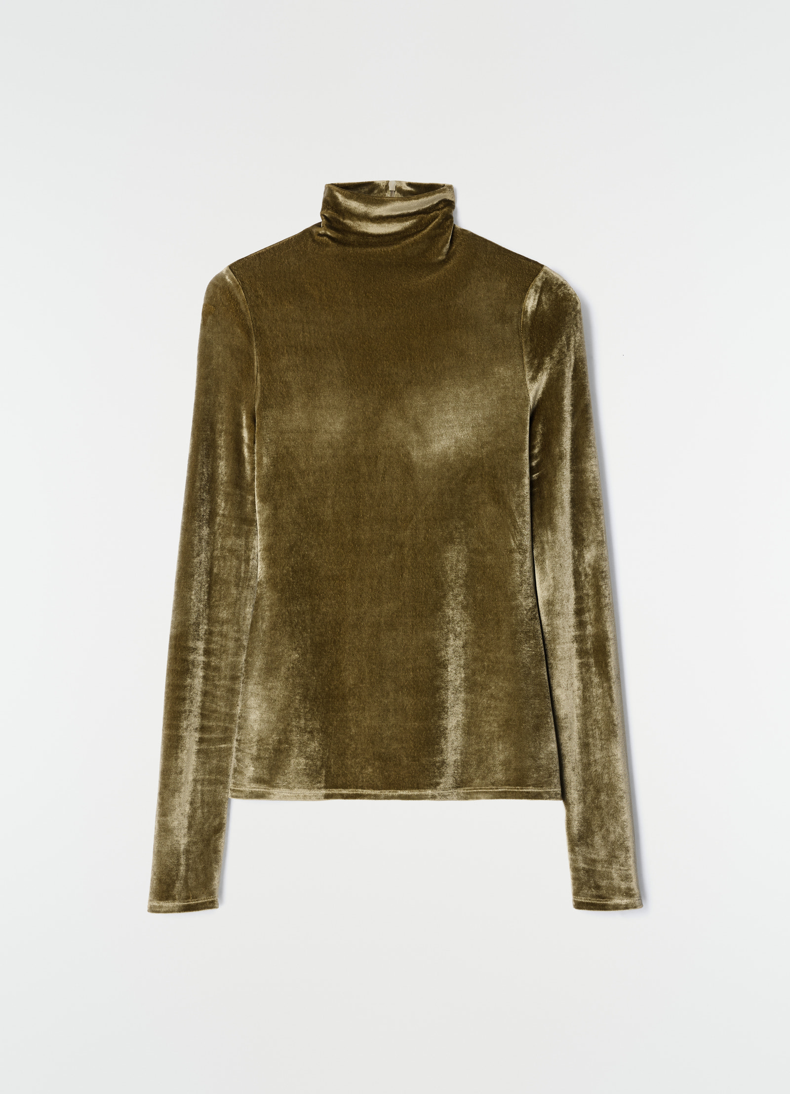 Fitted stand-collar top in velvet jersey