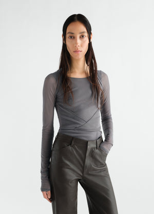 Ballerina wrap top in mesh jersey
