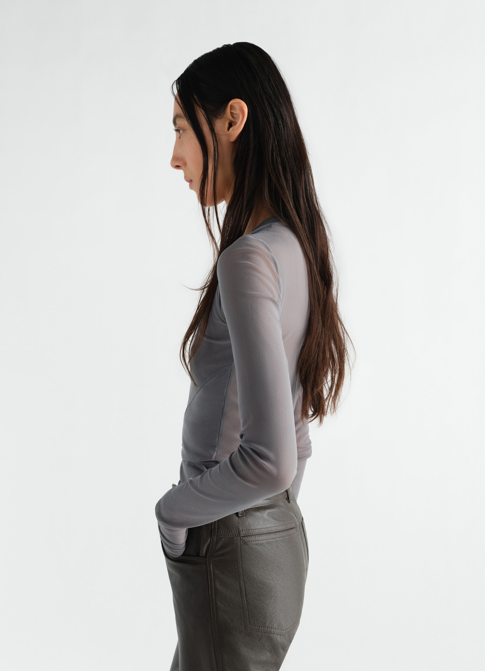 Ballerina wrap top in mesh jersey