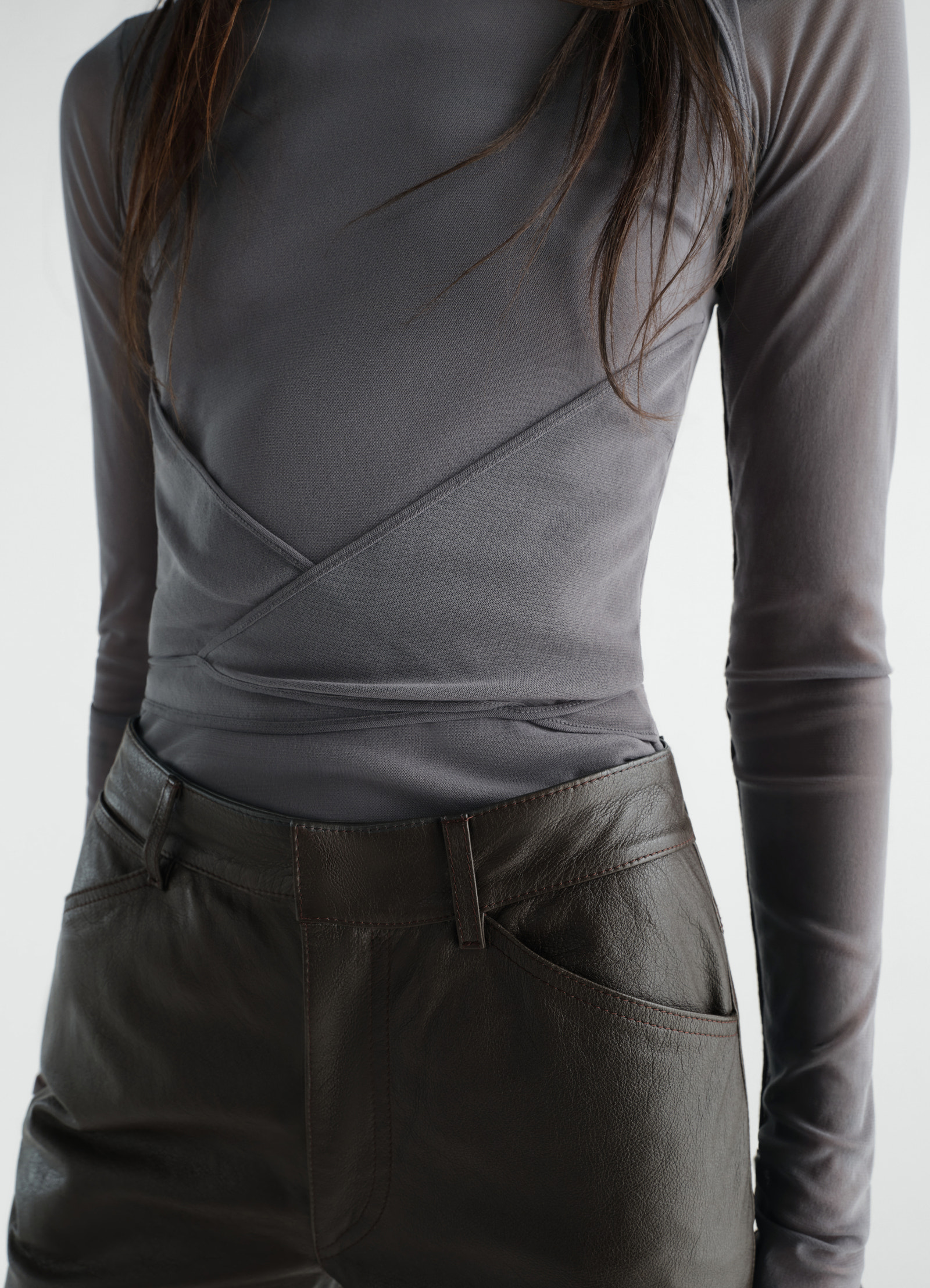 Ballerina wrap top in mesh jersey