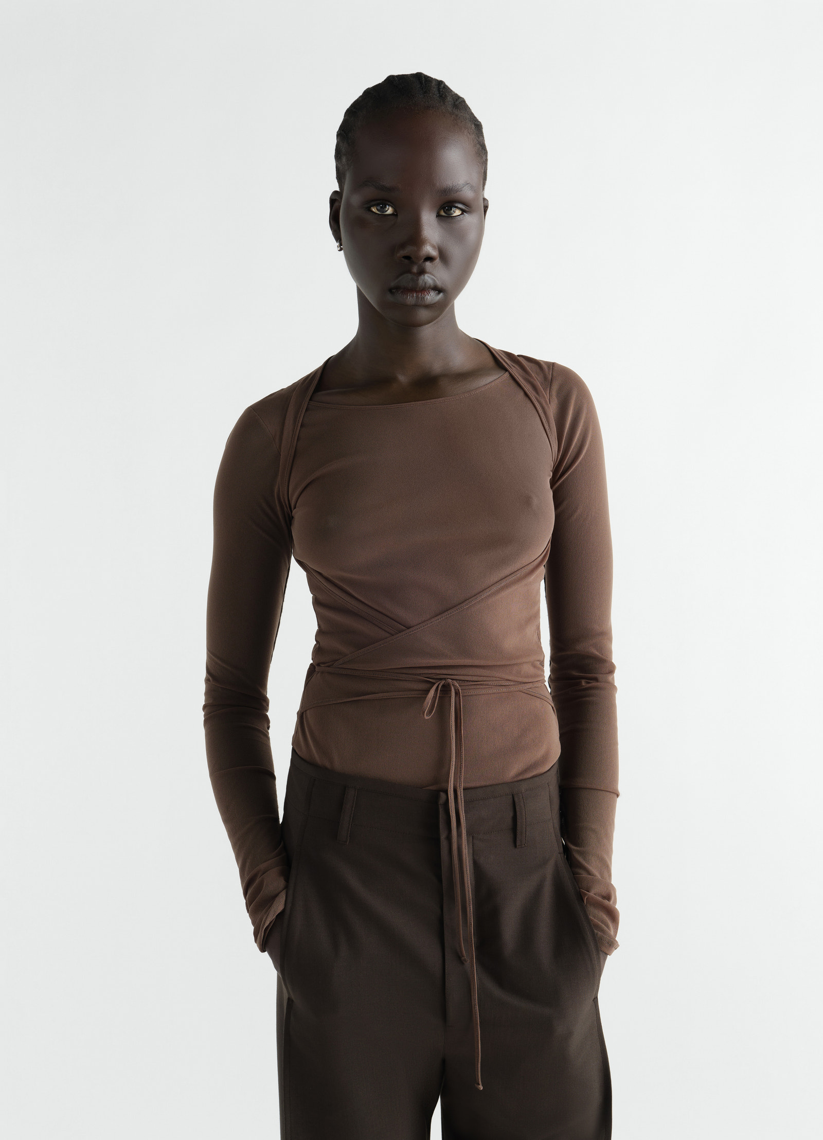 Ballerina wrap top in mesh jersey