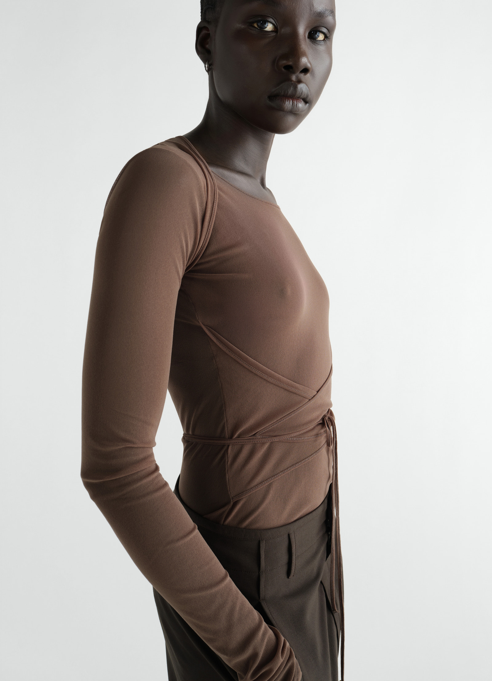 Ballerina wrap top in mesh jersey