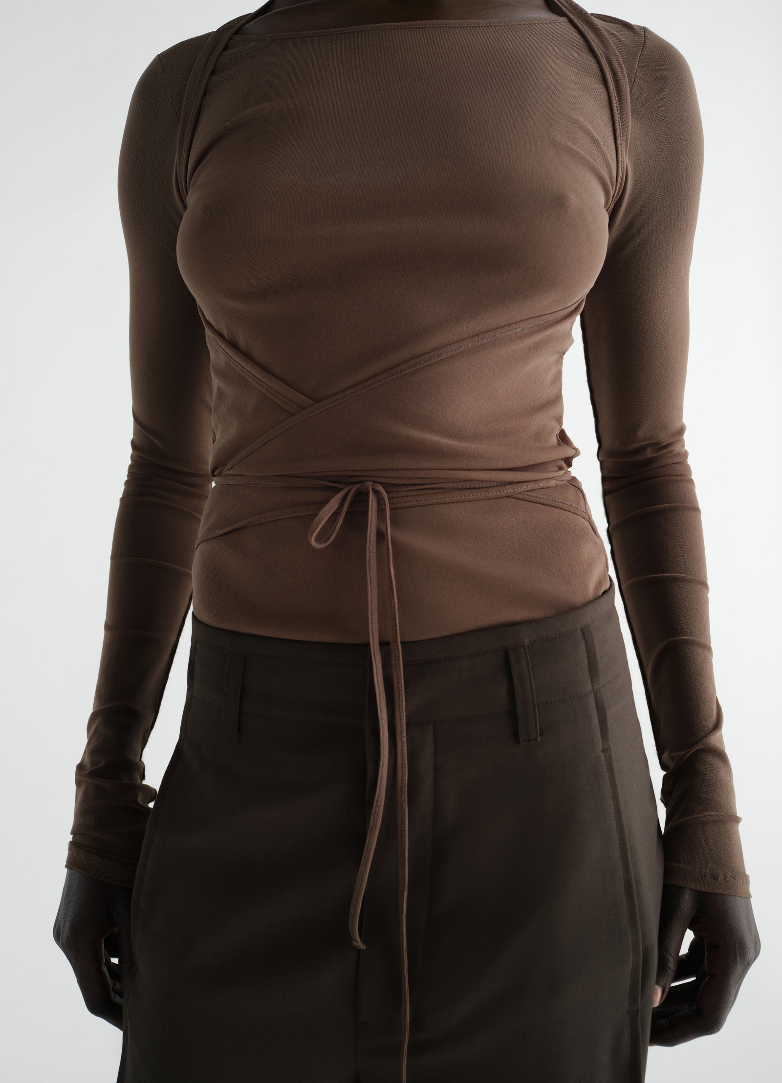 Ballerina wrap top in mesh jersey