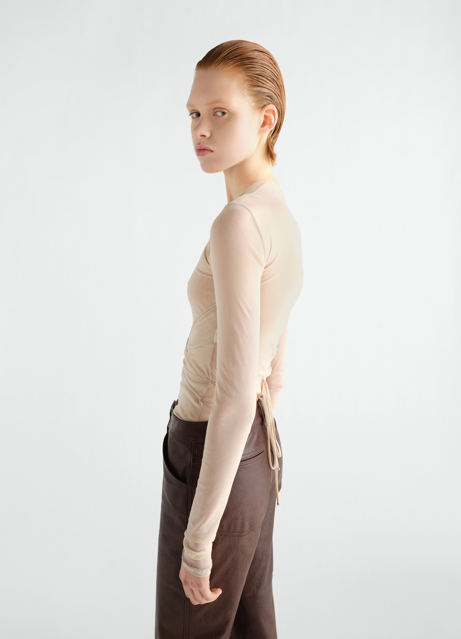 Ballerina wrap top in mesh jersey
