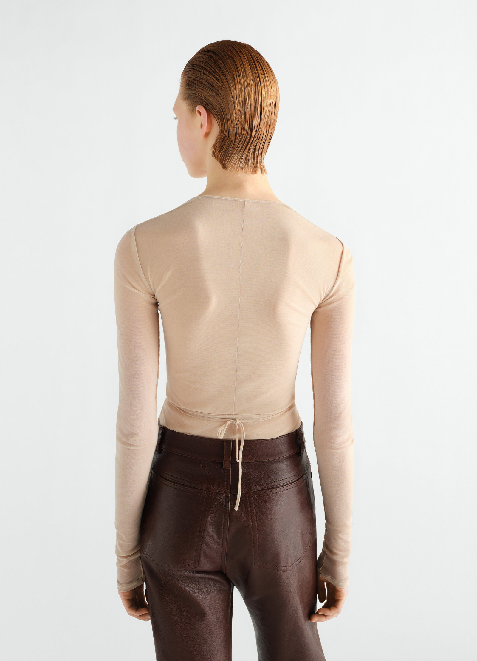 Ballerina wrap top in mesh jersey