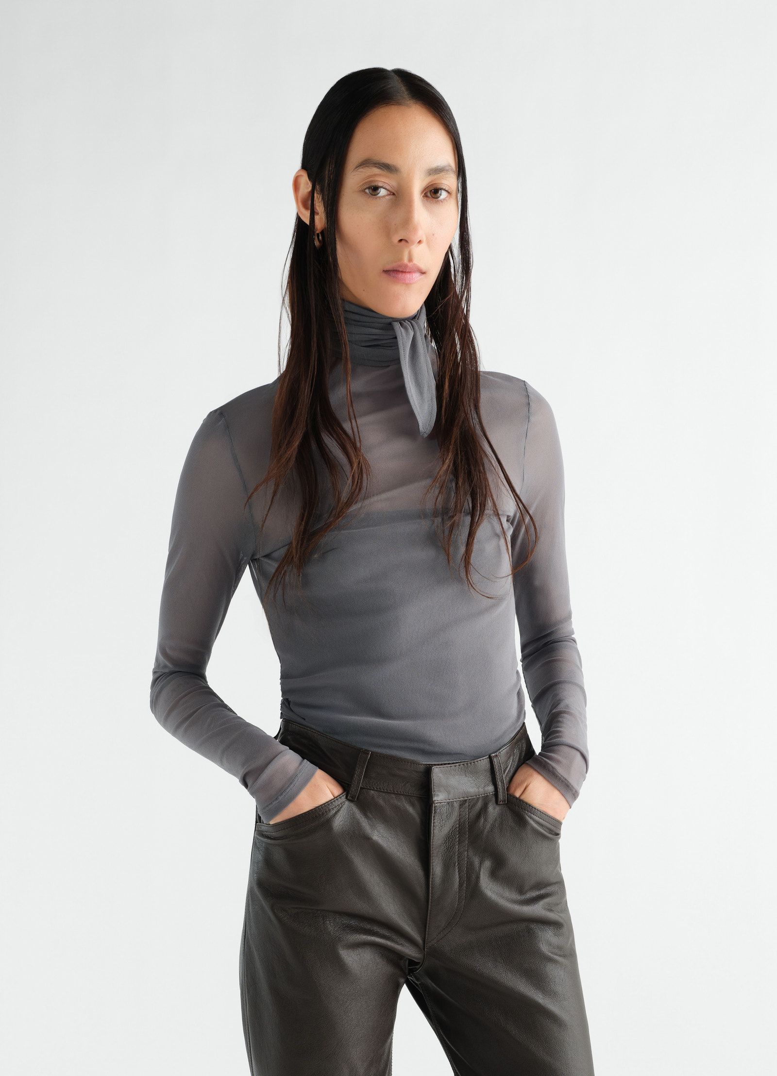 Ballerina wrap top in mesh jersey