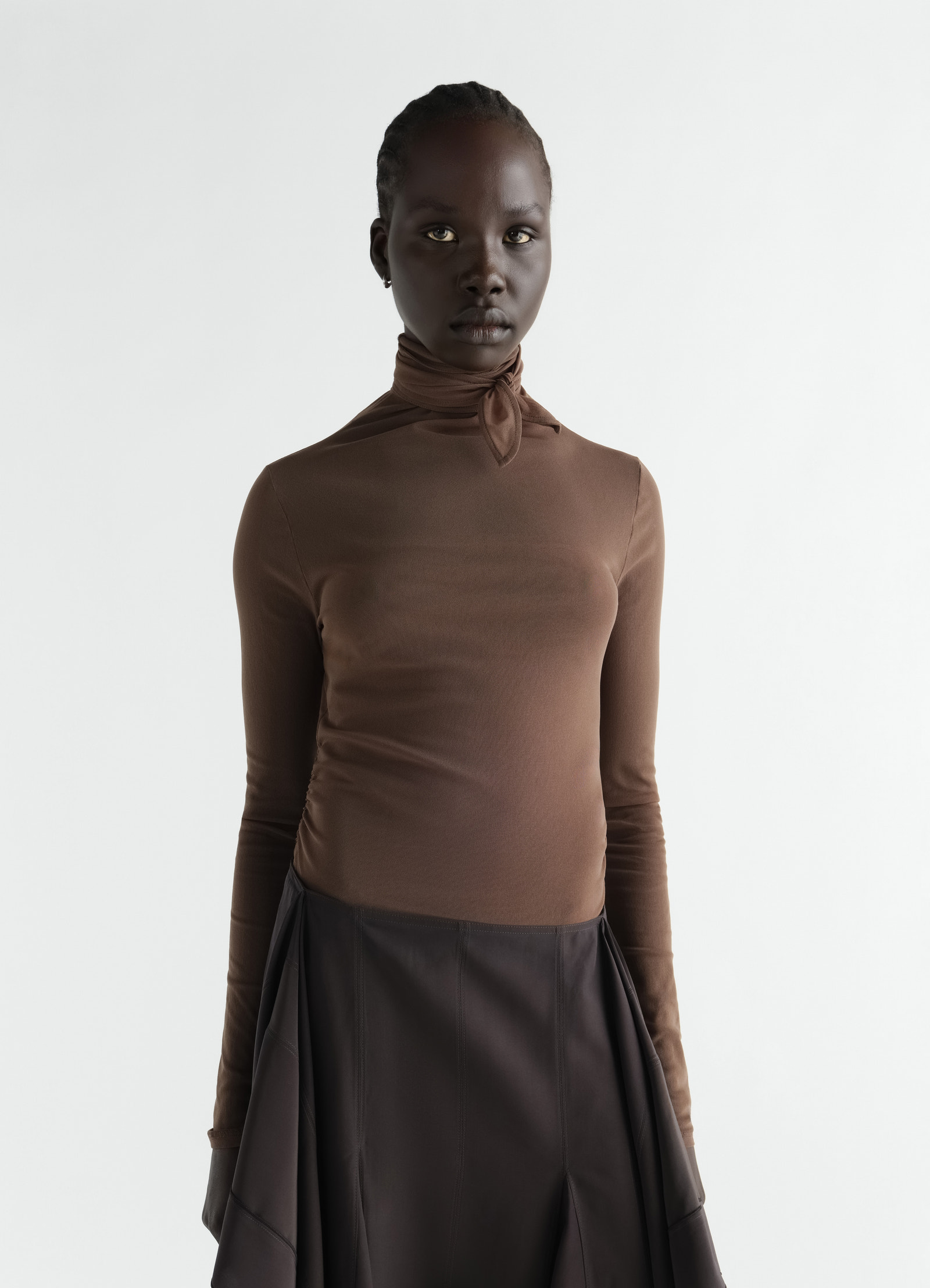 Ballerina scarf top in mesh jersey