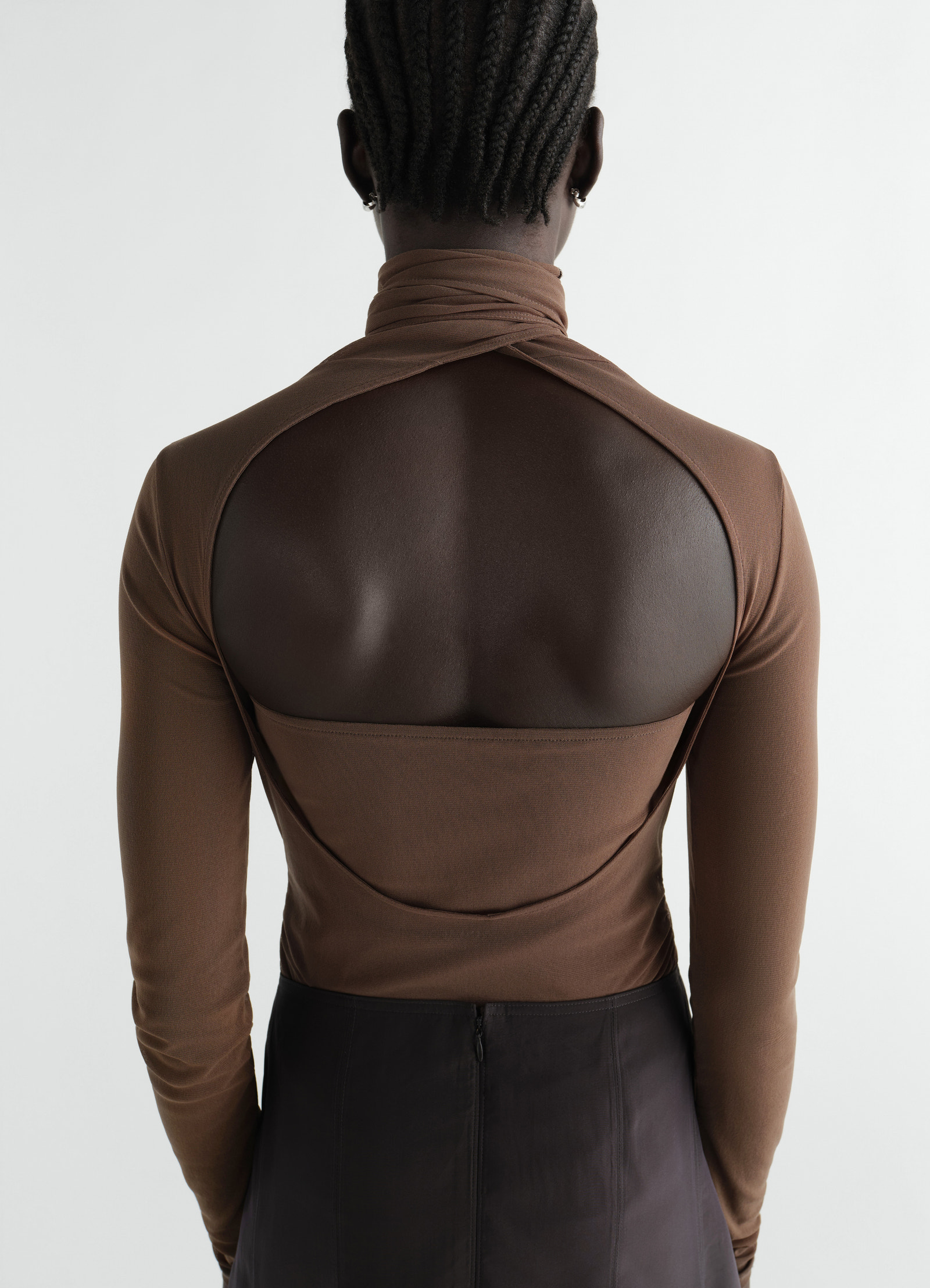 Ballerina scarf top in mesh jersey