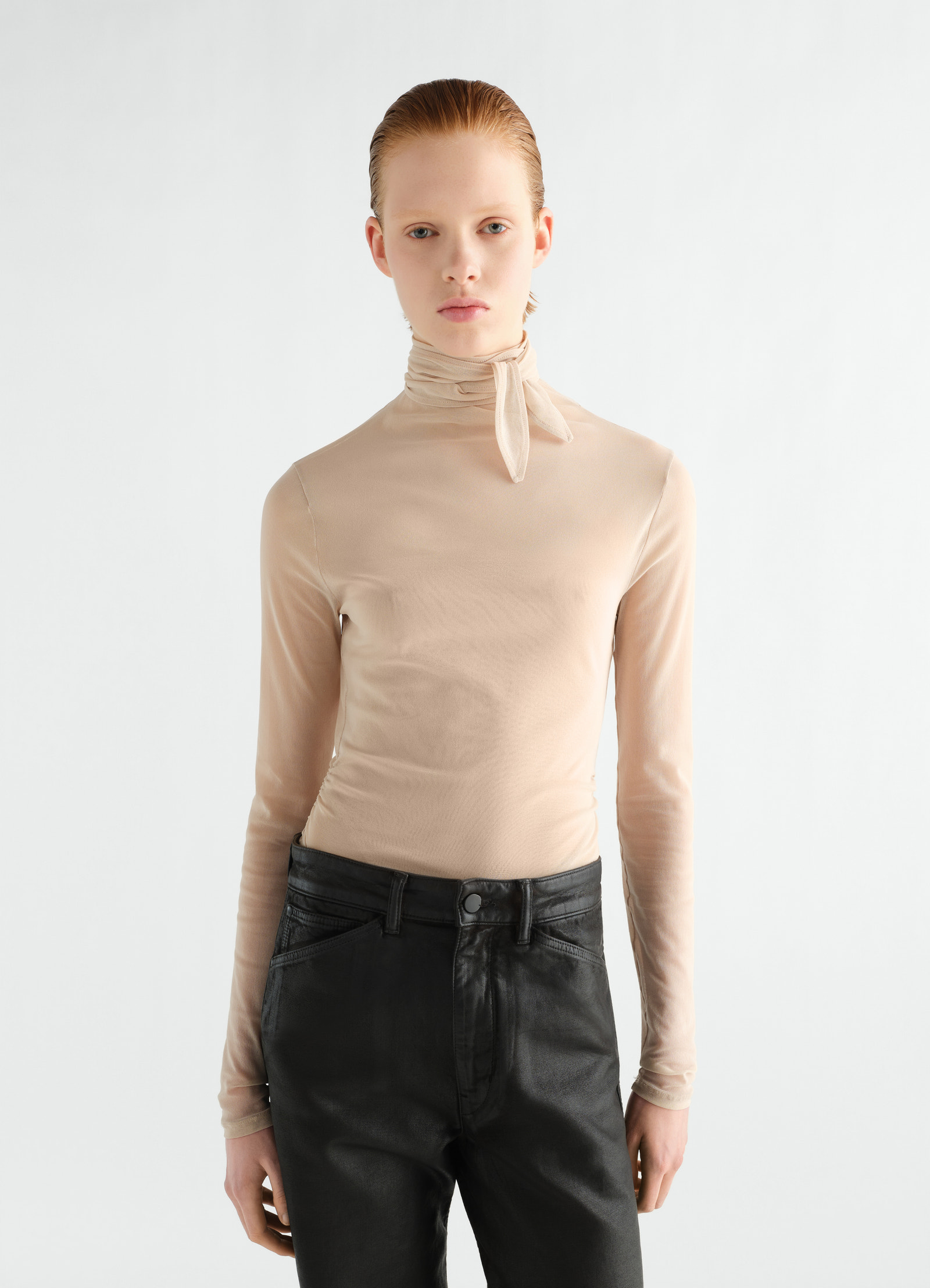 Ballerina scarf top in mesh jersey