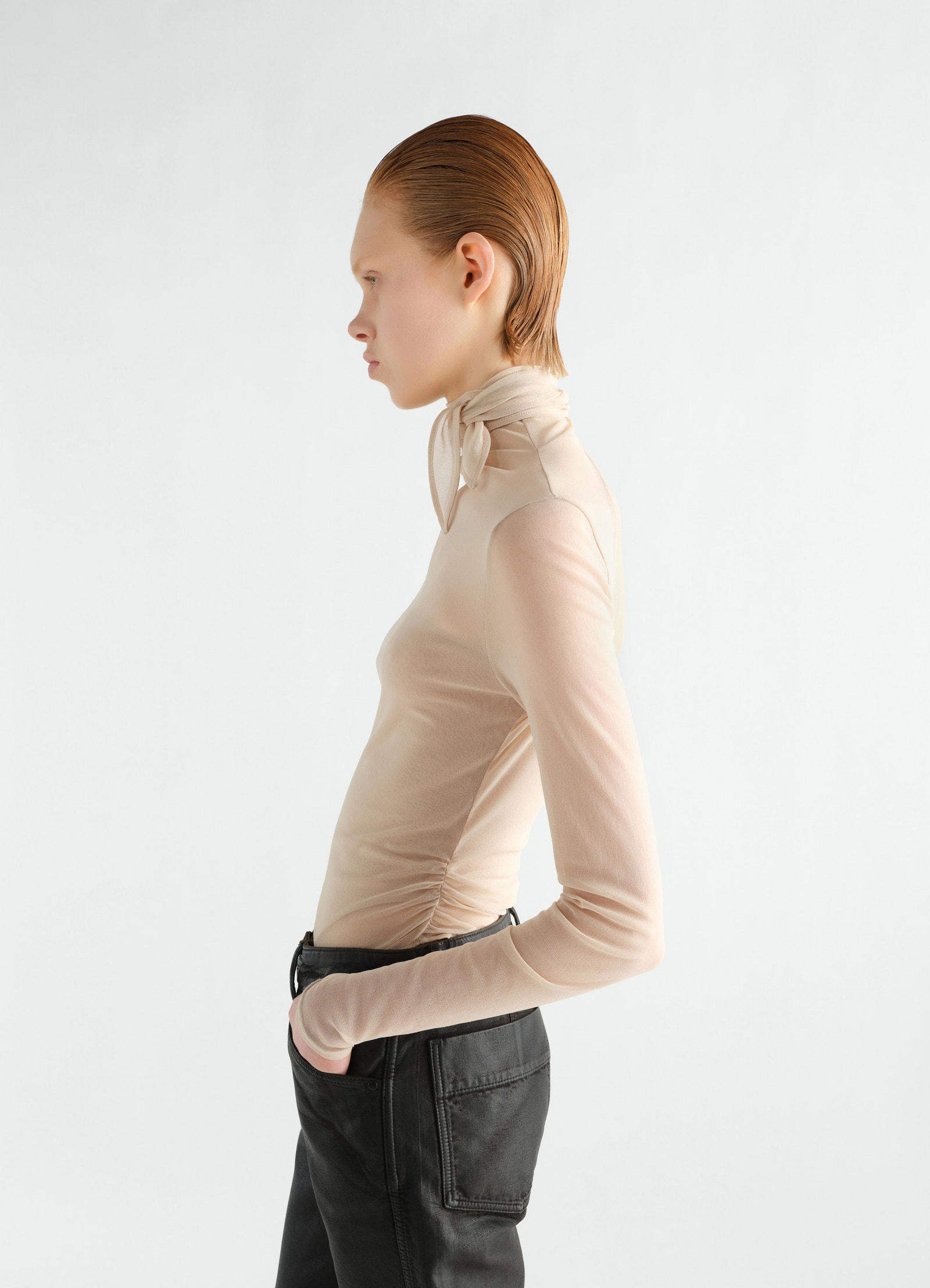 Ballerina scarf top in mesh jersey
