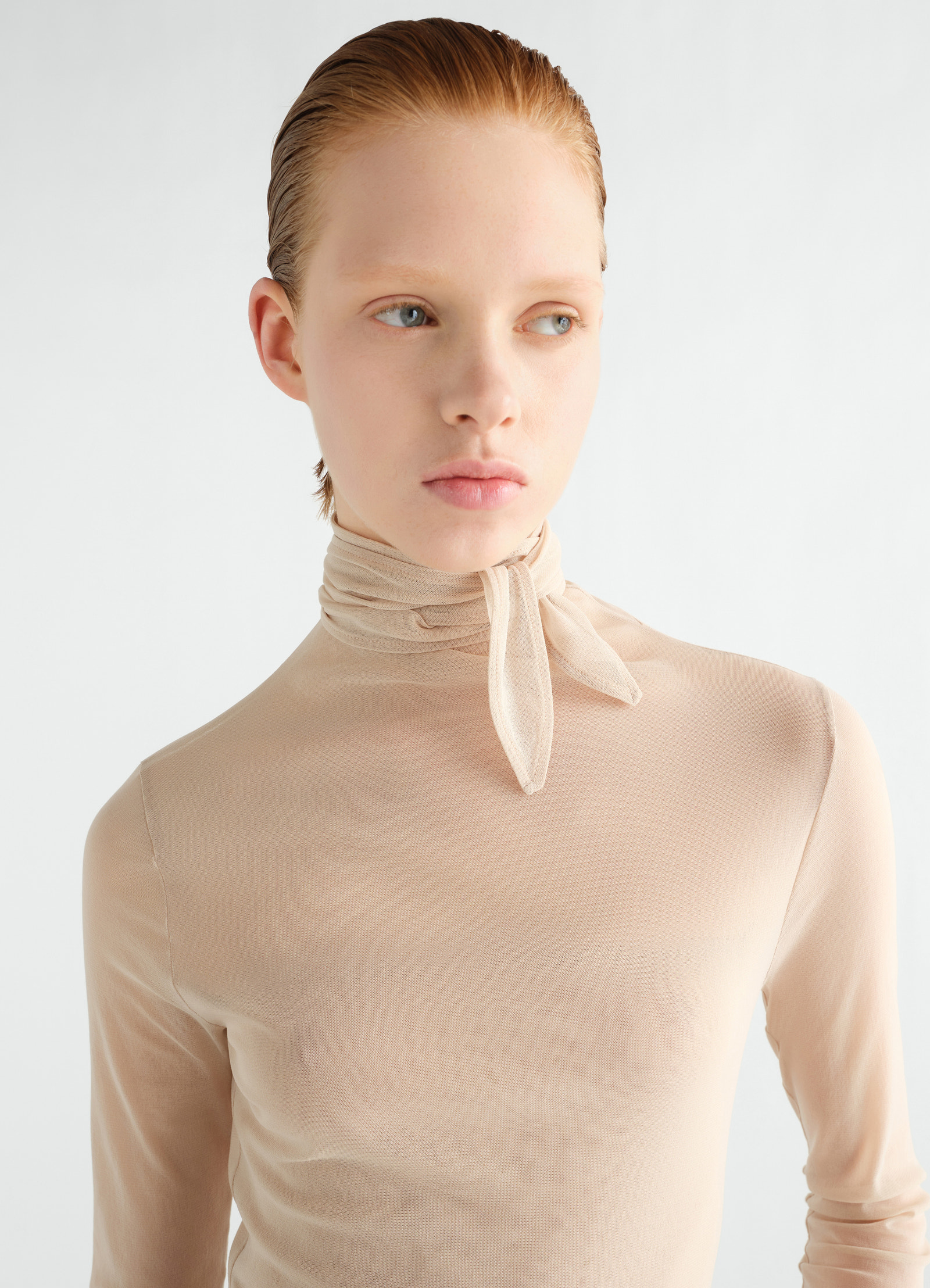 Ballerina scarf top in mesh jersey