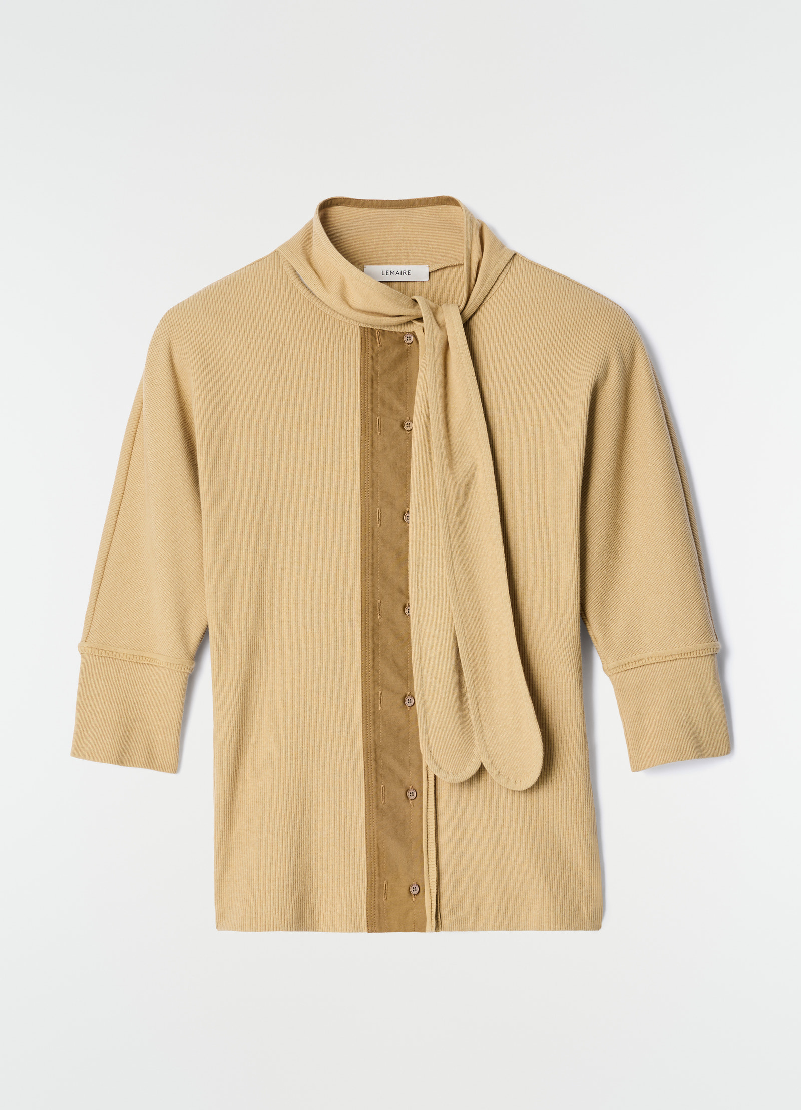 Ascot t-shirt in linen and cotton ribbed jersey