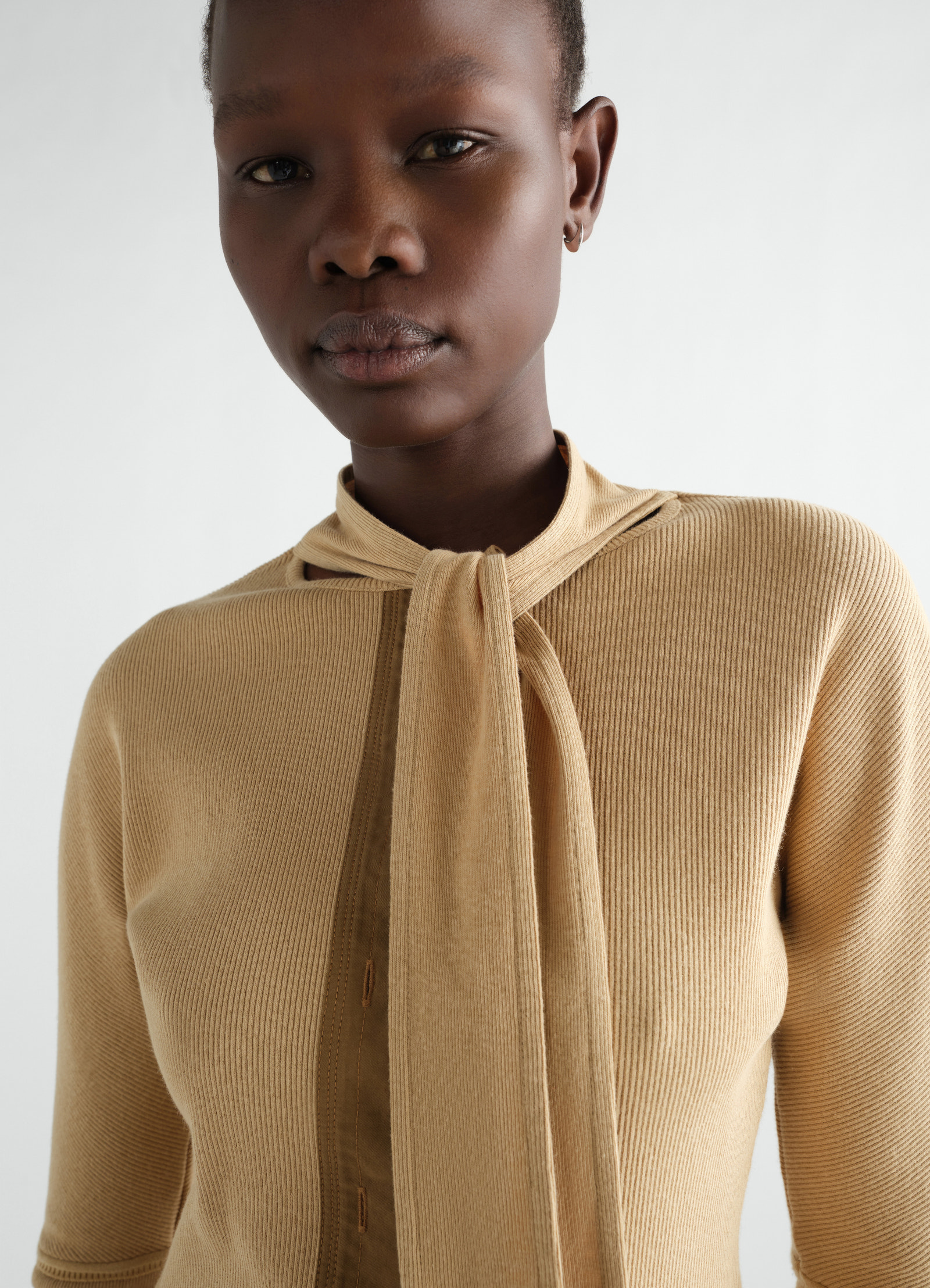 Ascot t-shirt in linen and cotton ribbed jersey