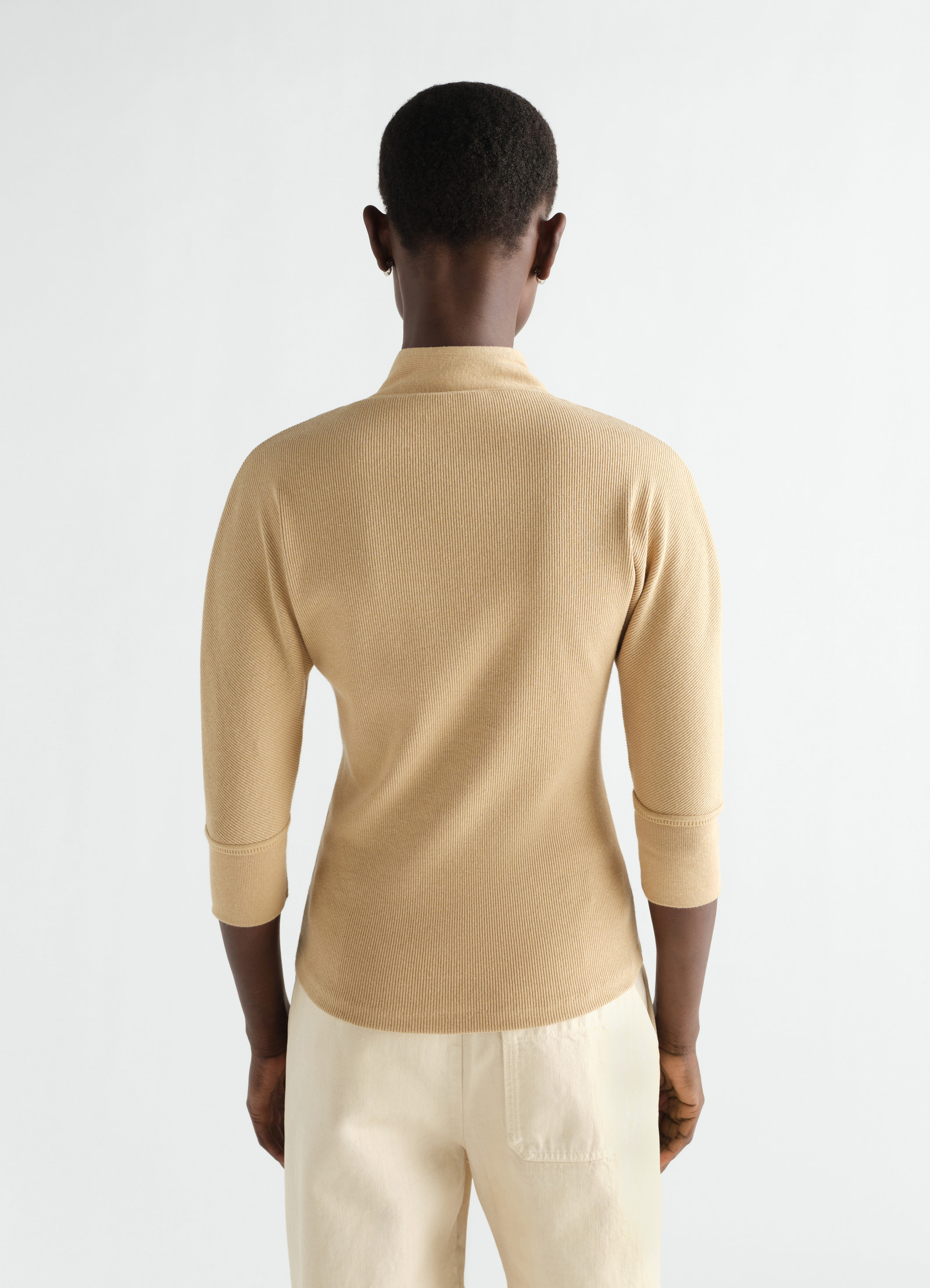 Ascot t-shirt in linen and cotton ribbed jersey