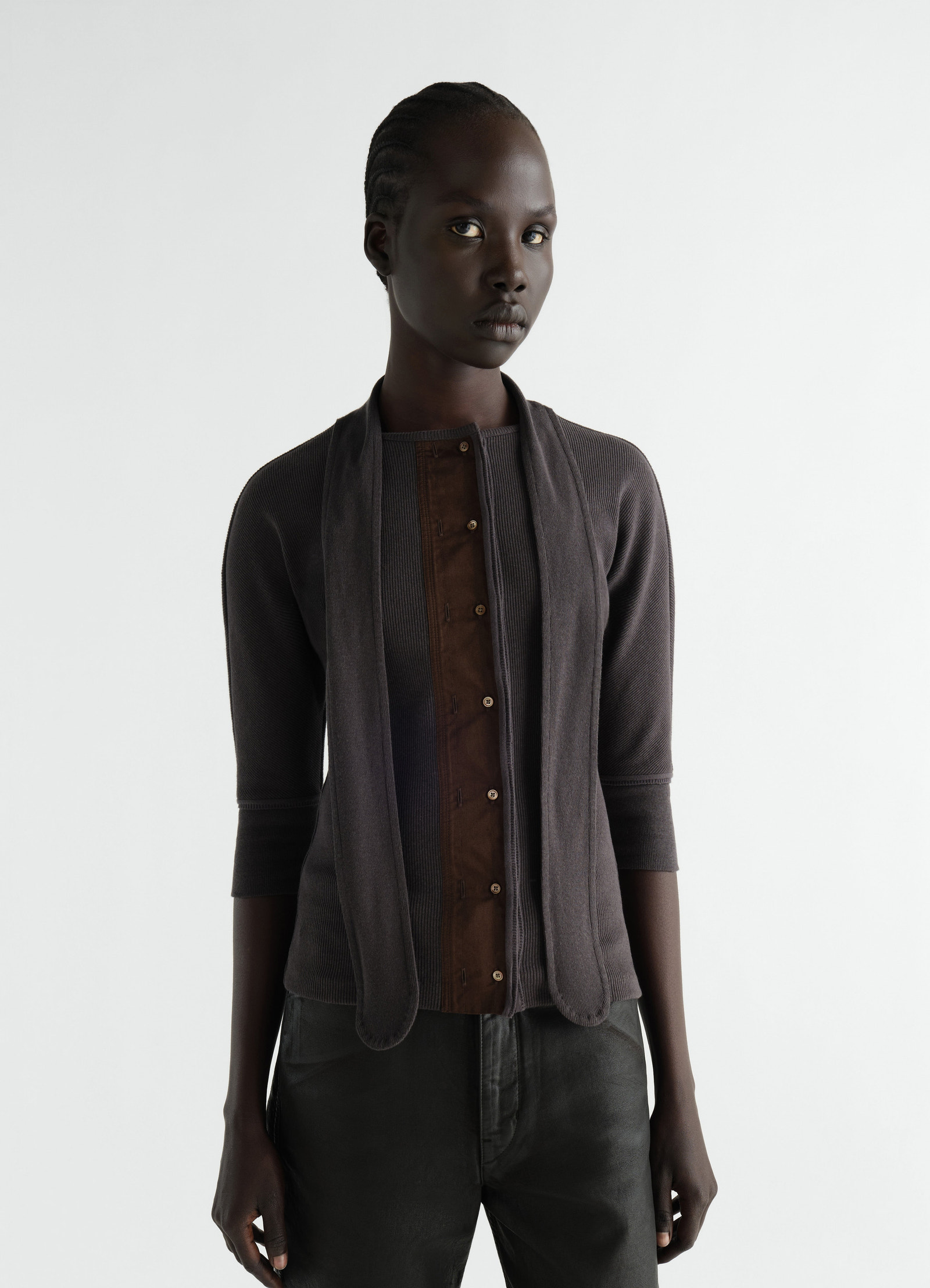 Ascot t-shirt in linen and cotton ribbed jersey