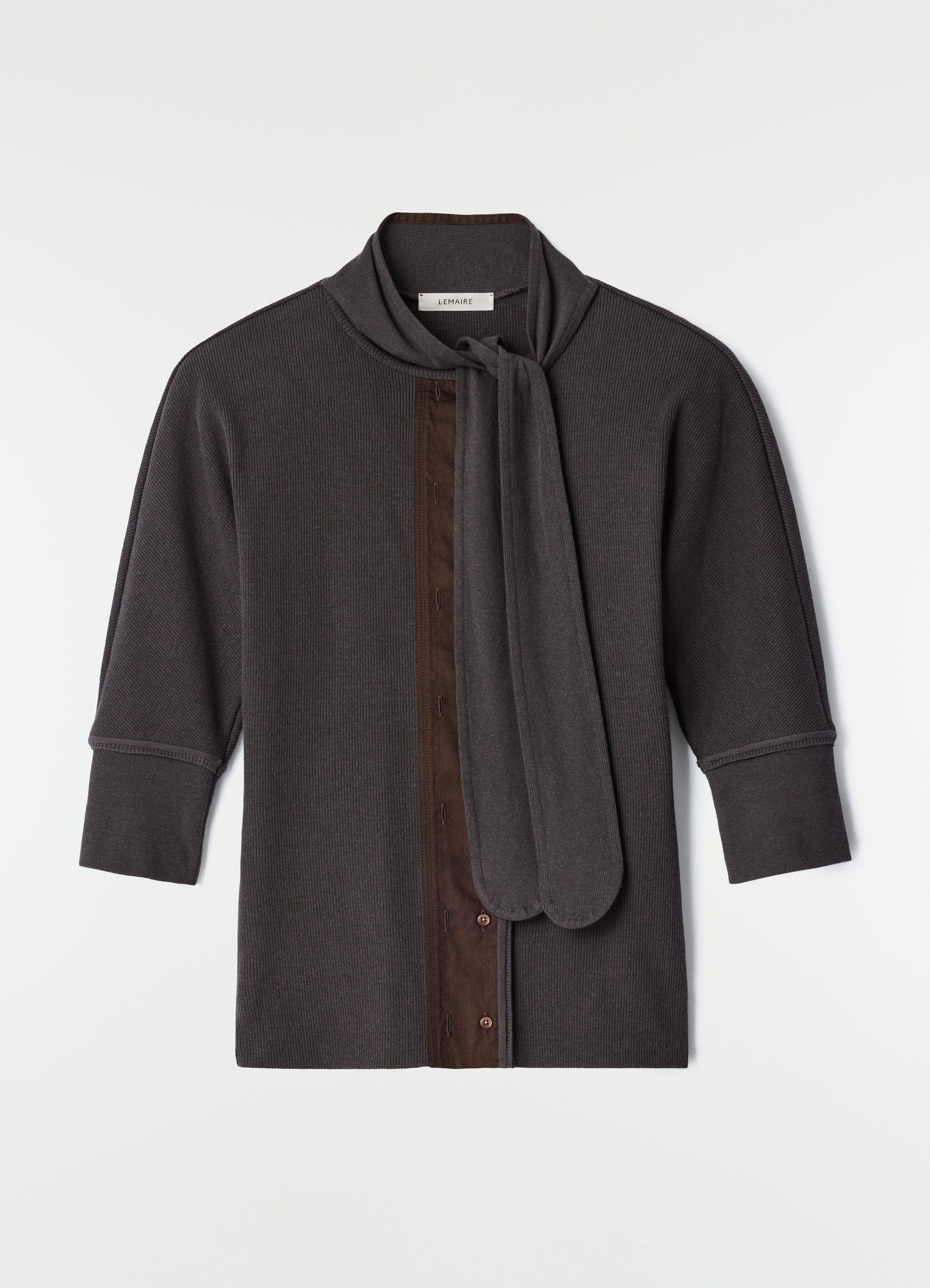 Ascot t-shirt in linen and cotton ribbed jersey