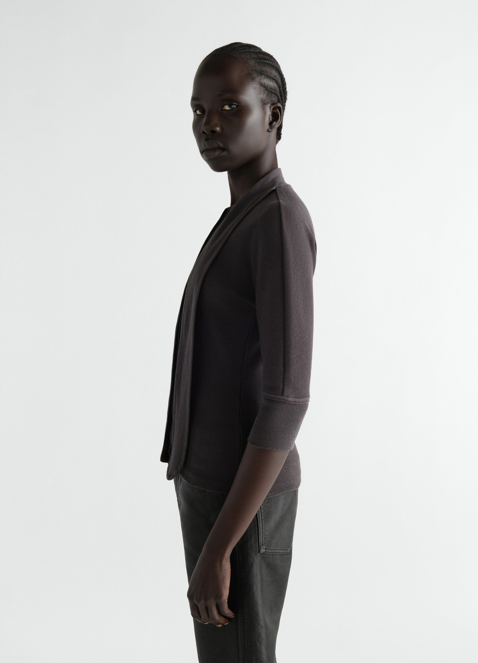 Ascot t-shirt in linen and cotton ribbed jersey