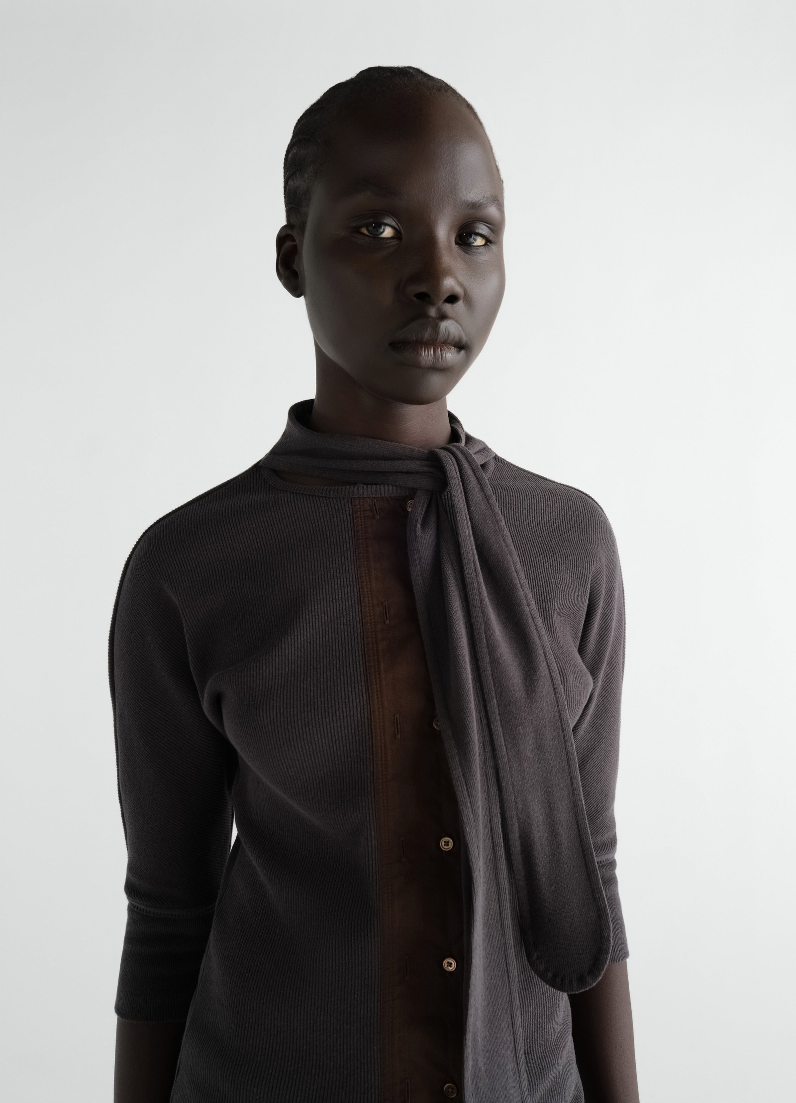 Ascot t-shirt in linen and cotton ribbed jersey