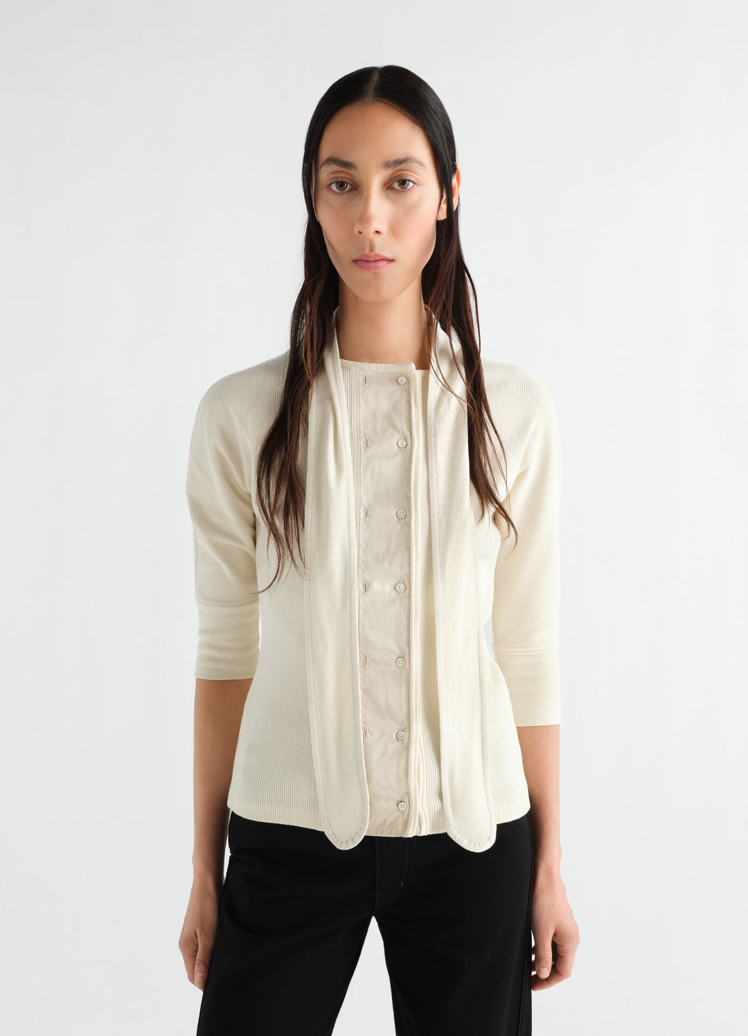 ASCOT T-SHIRT IN LINEN AND COTTON RIBBED JERSEY