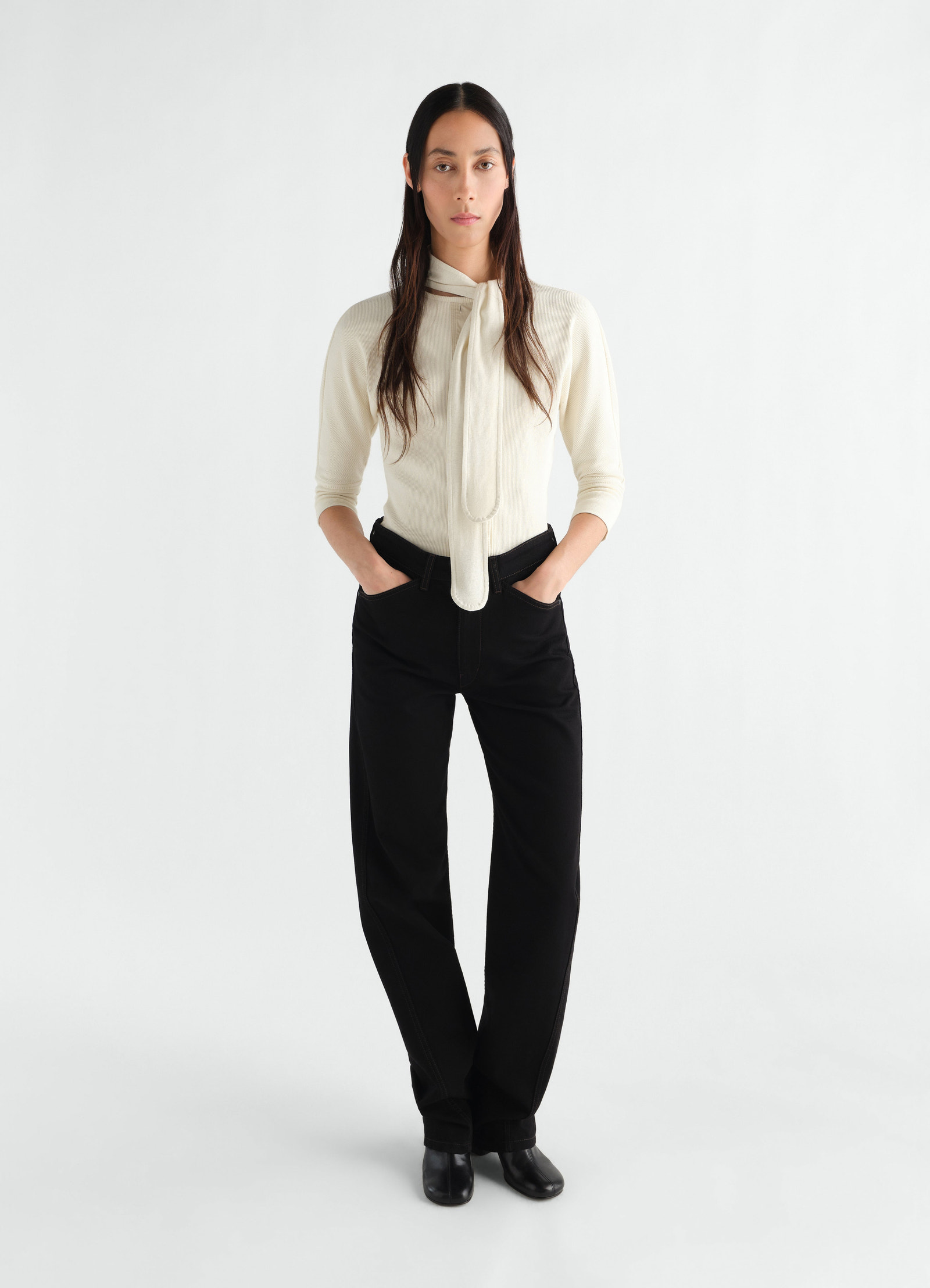 Ascot t-shirt in linen and cotton ribbed jersey