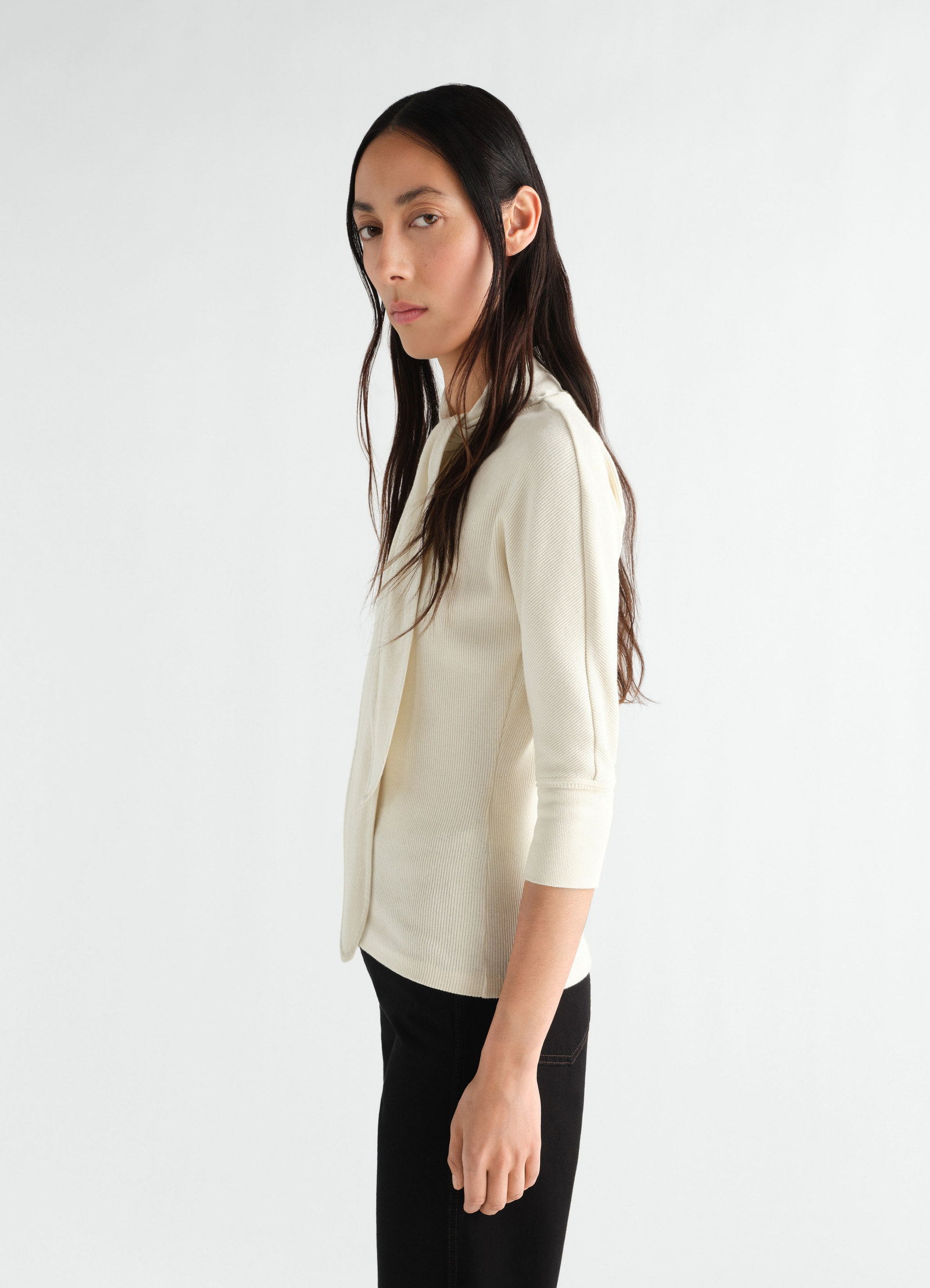 Ascot t-shirt in linen and cotton ribbed jersey