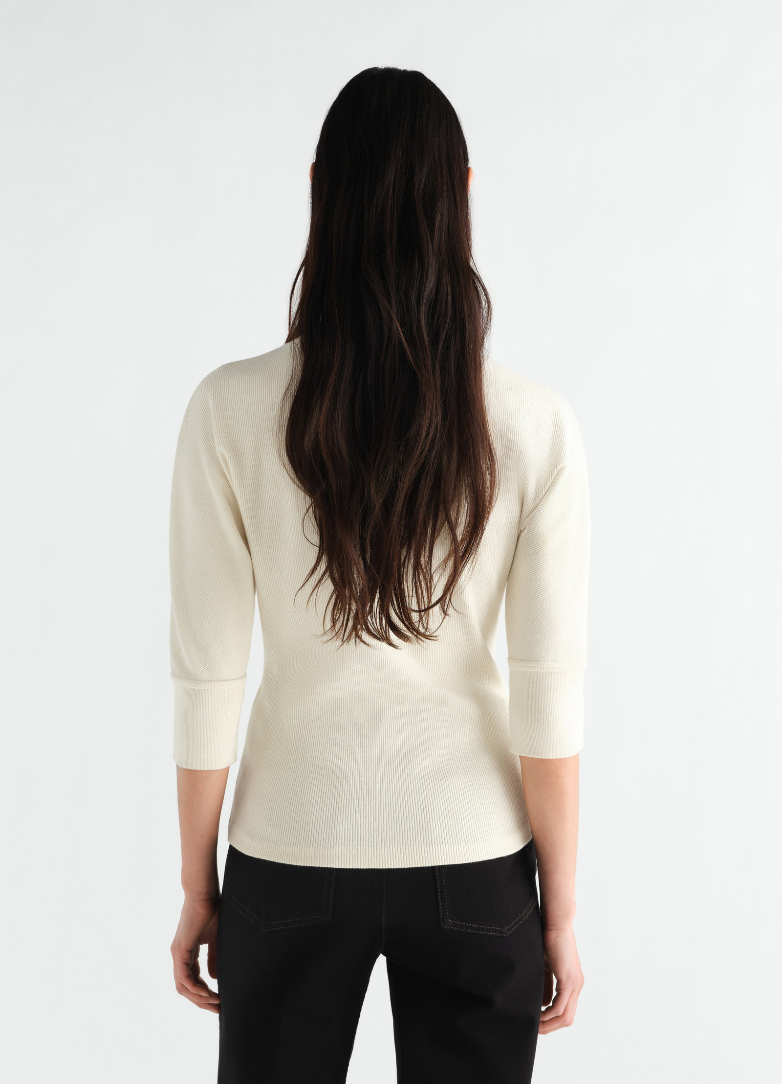 Ascot t-shirt in linen and cotton ribbed jersey