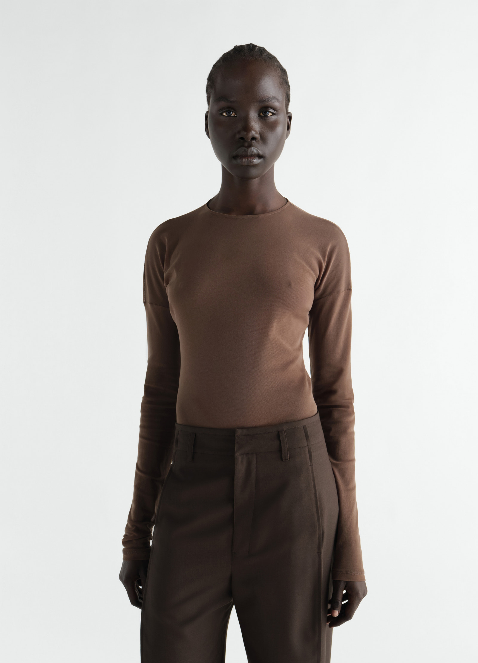 Long-sleeve ballerina-style top in mesh jersey