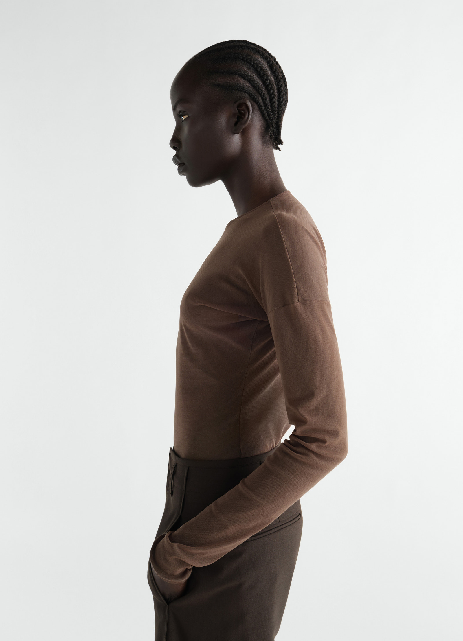 Long-sleeve ballerina-style top in mesh jersey