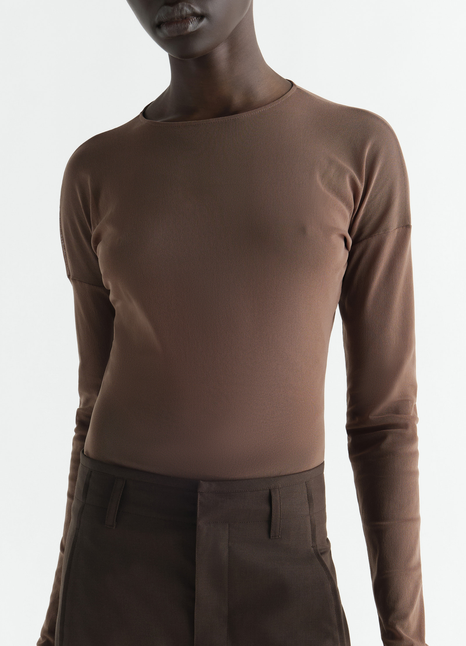 Long-sleeve ballerina-style top in mesh jersey