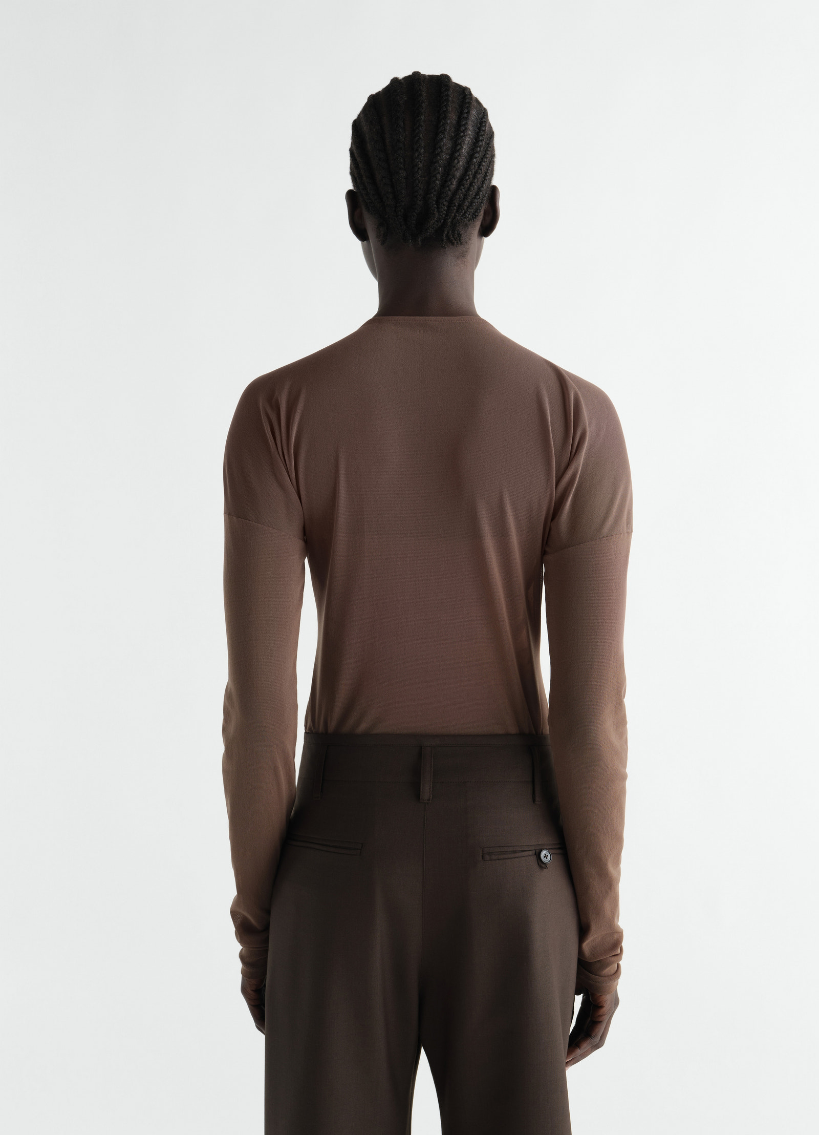 Long-sleeve ballerina-style top in mesh jersey