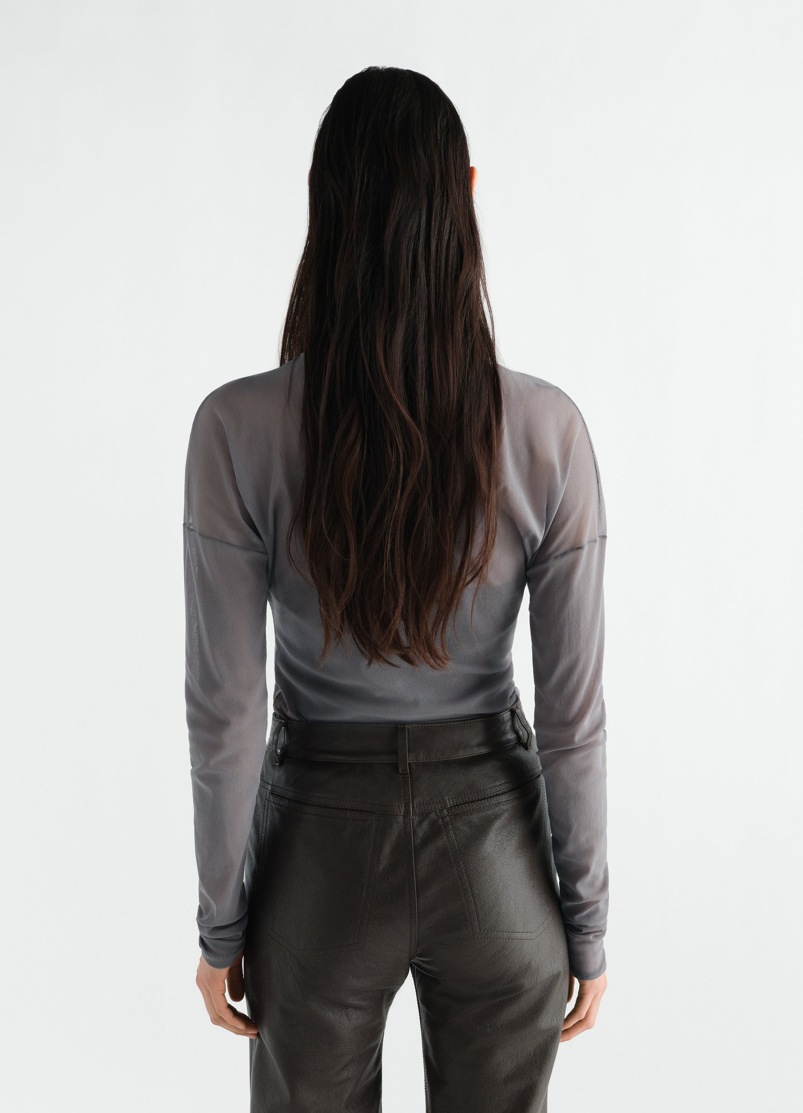 Long-sleeve ballerina-style top in mesh jersey